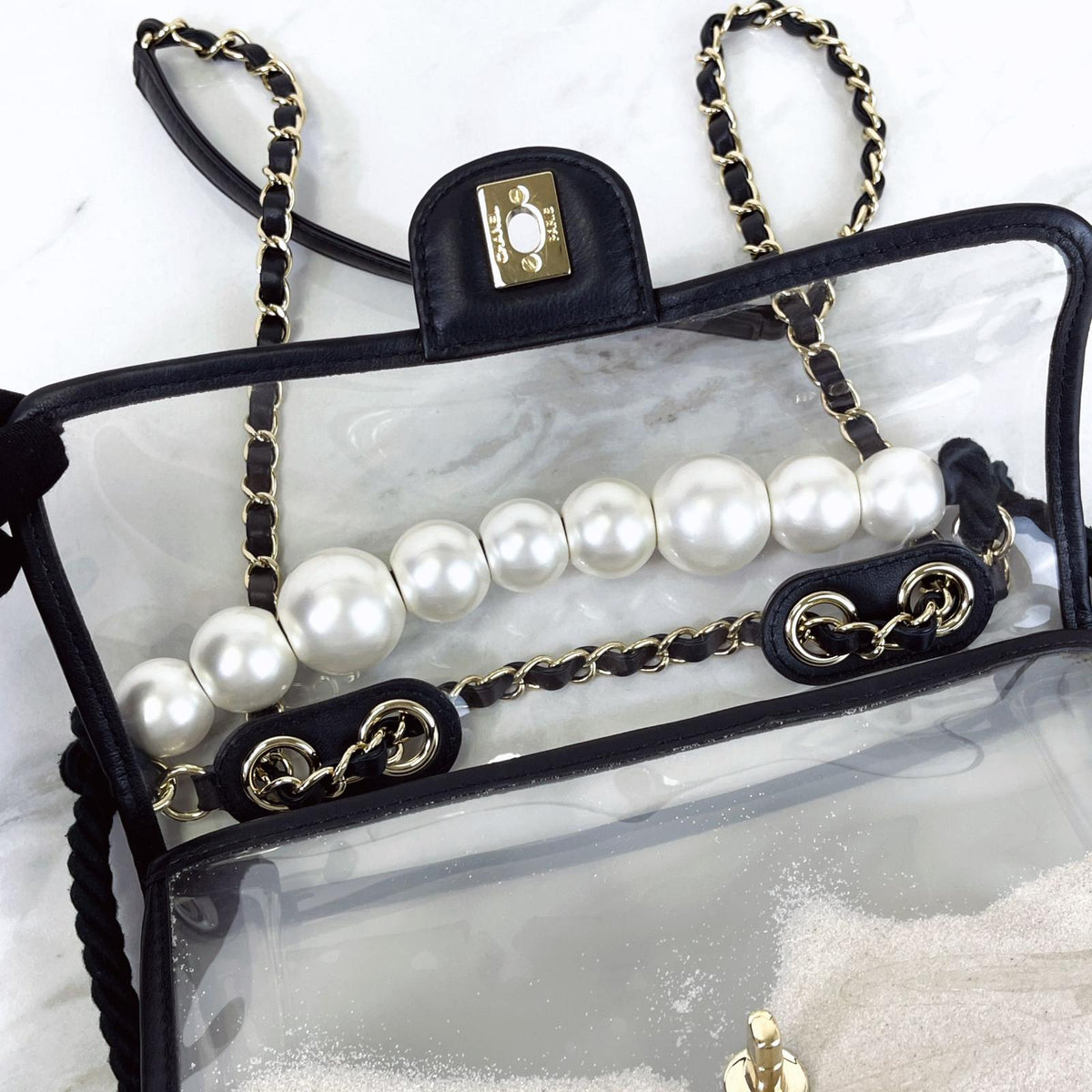 Coco "Sand by the Sea" Runway Pearl Handle Black PVC