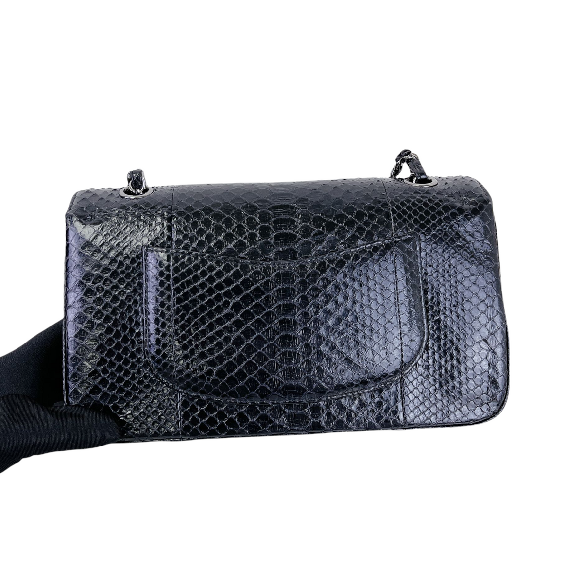 Classic Flap Medium Bag Python Black SHW