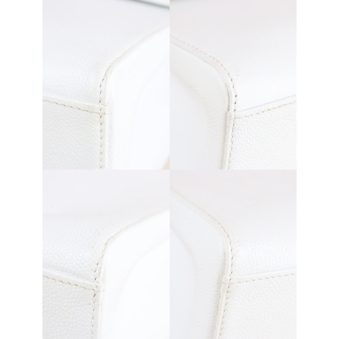 Rank A ｜ CHANEL Caviar Skin Leather Pear blossom wood HandBag White｜23062620