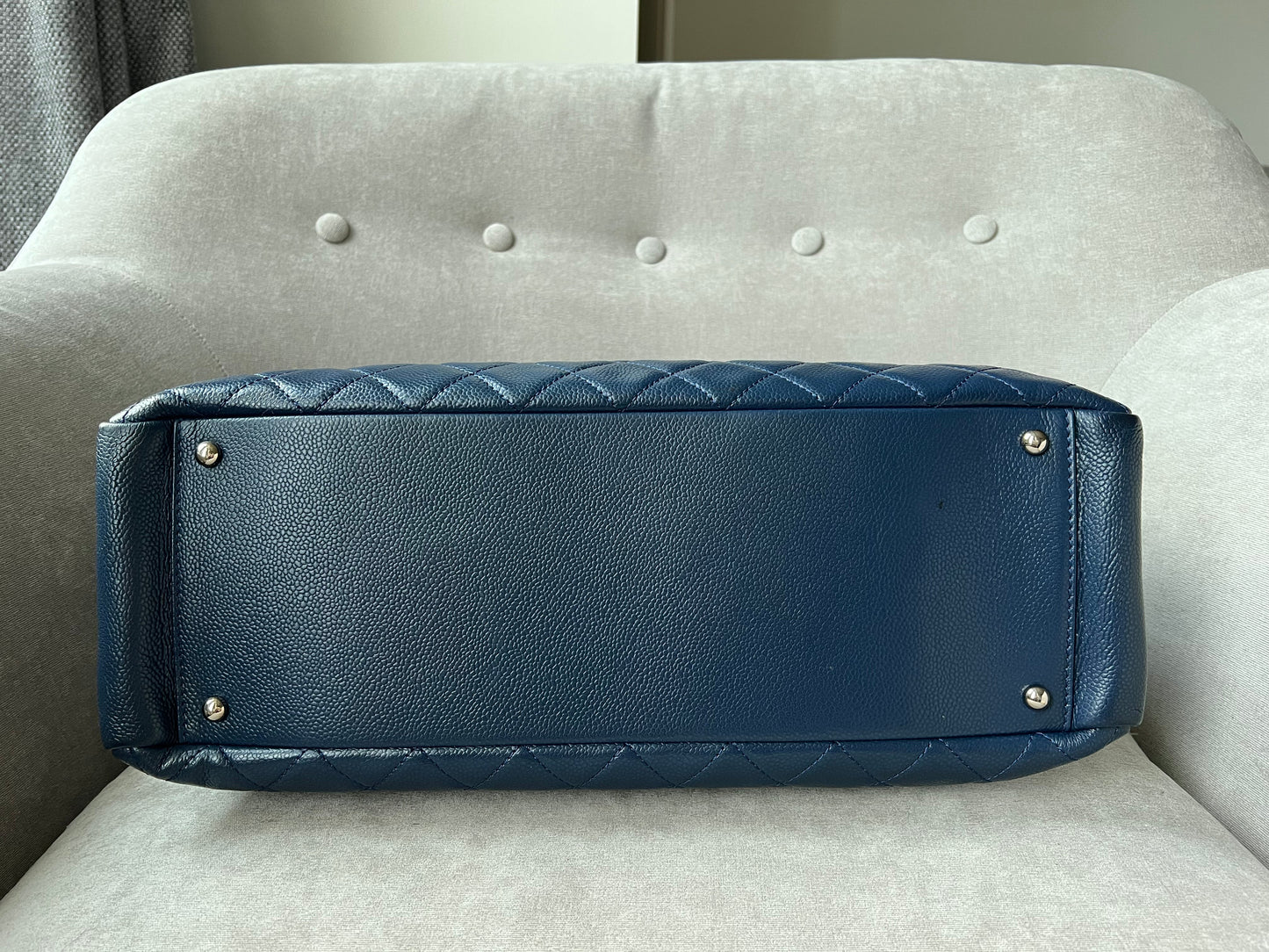 Chanel XL Dark Blue Caviar Grand Shopper Tote