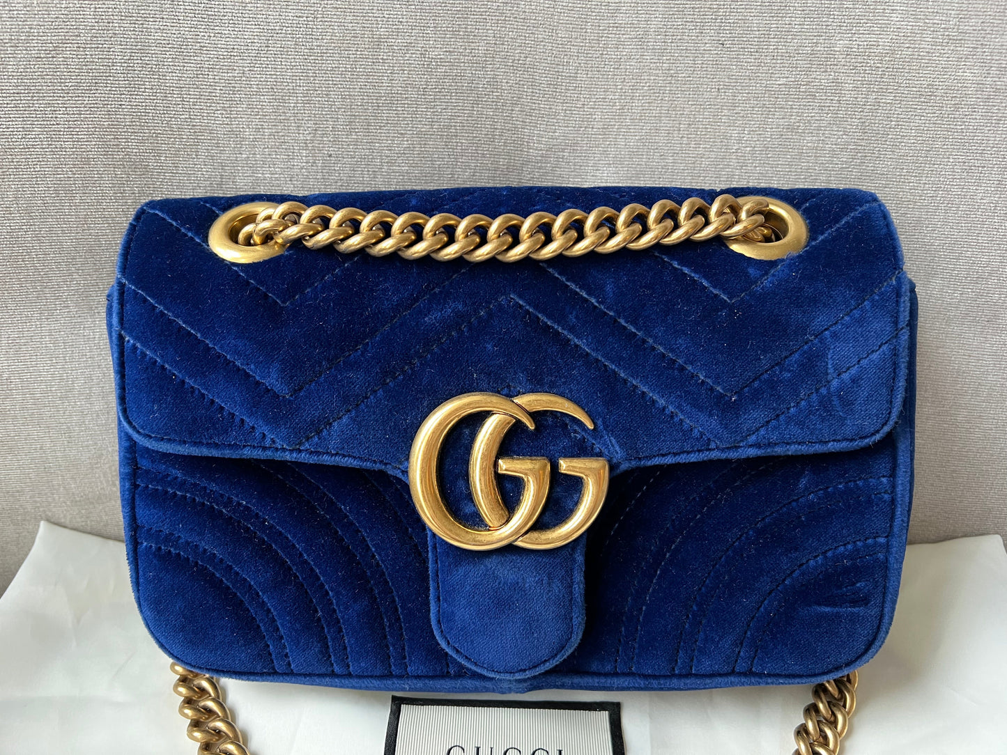 Gucci GG Blue Velvet Marmont Mini Shoulder Bag (RRP £1295)