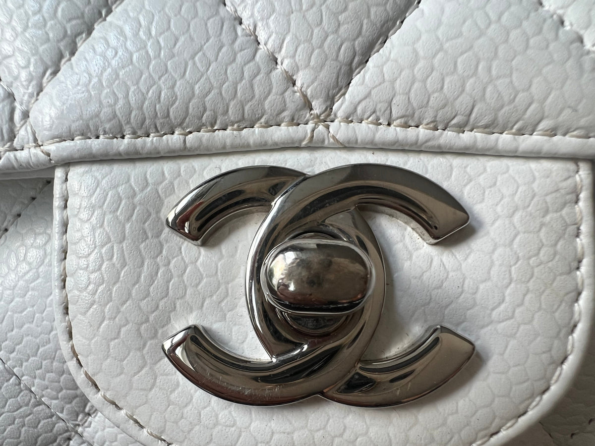 Chanel Medium Classic Flap in White Caviar