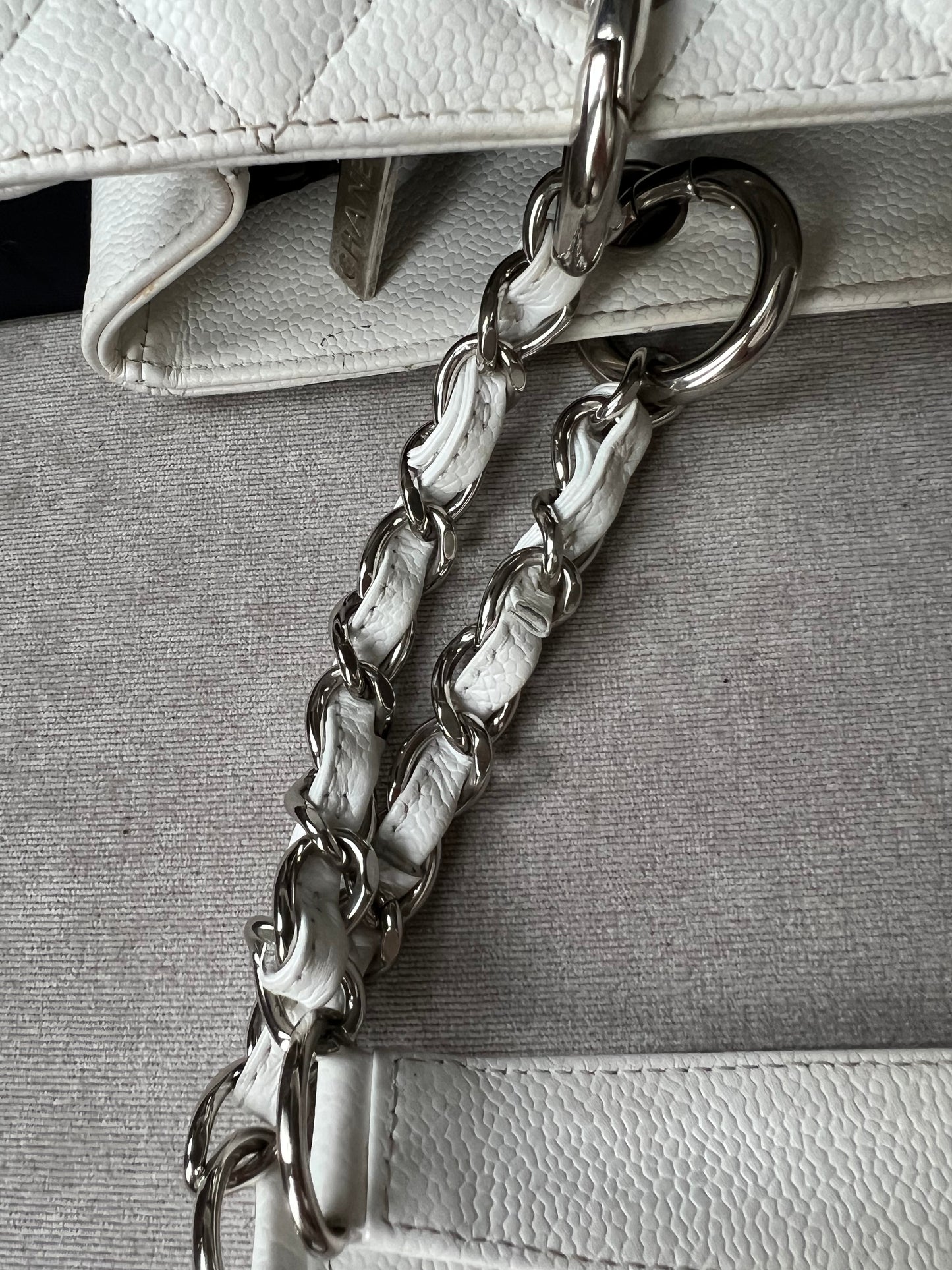 Chanel White Caviar Grand Shopper Tote