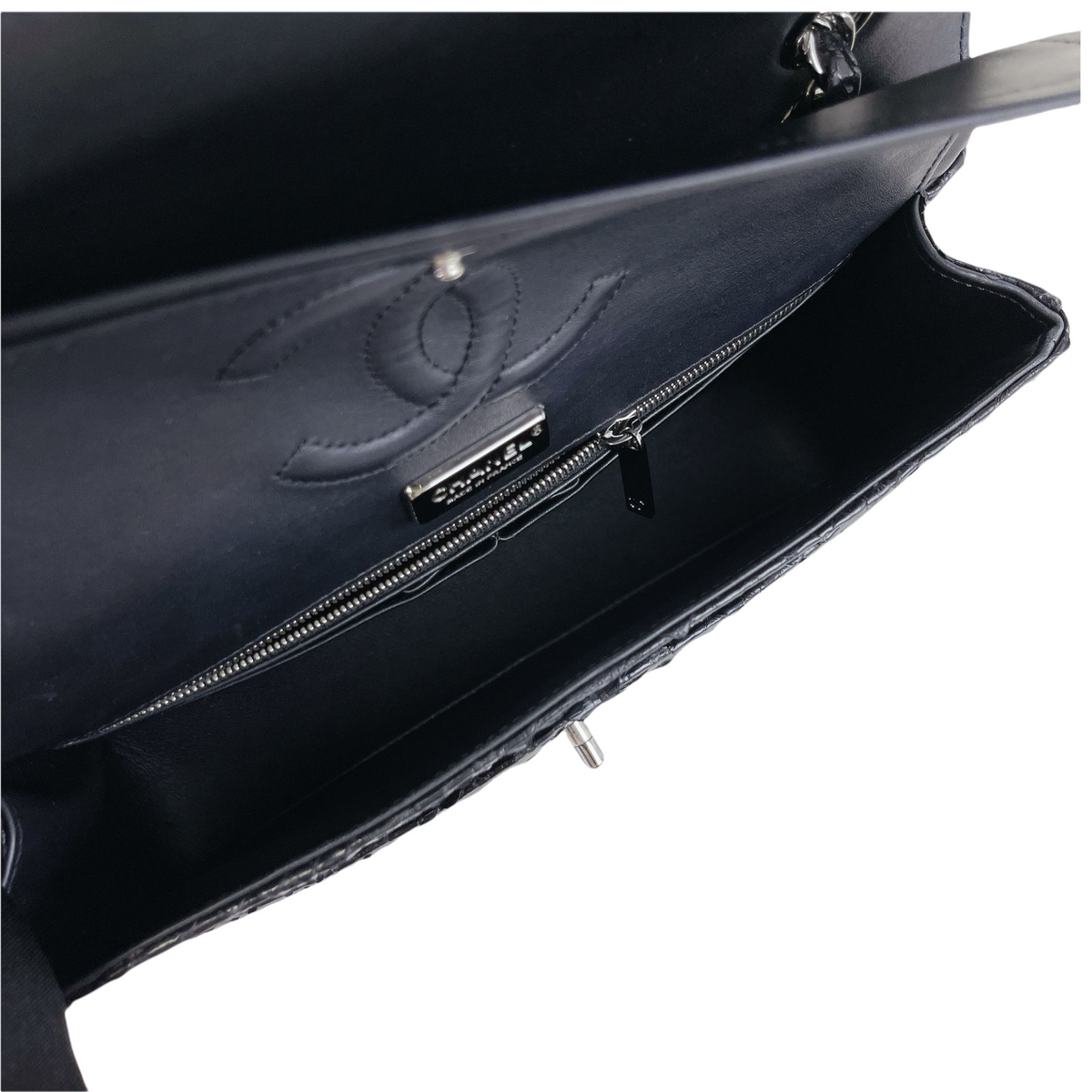 Classic Flap Medium Bag Python Black SHW