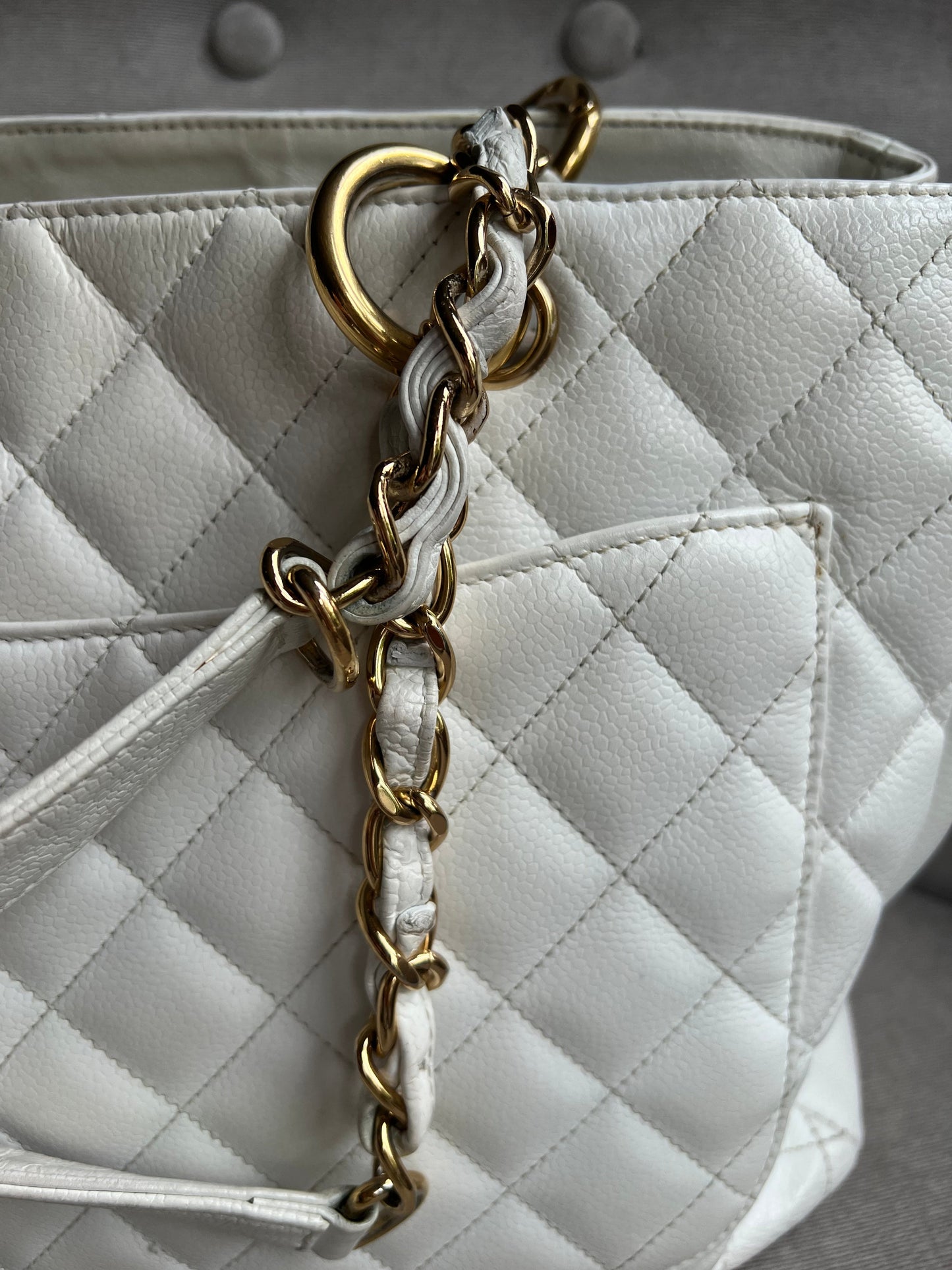 Chanel White Caviar Grand Shopper Tote