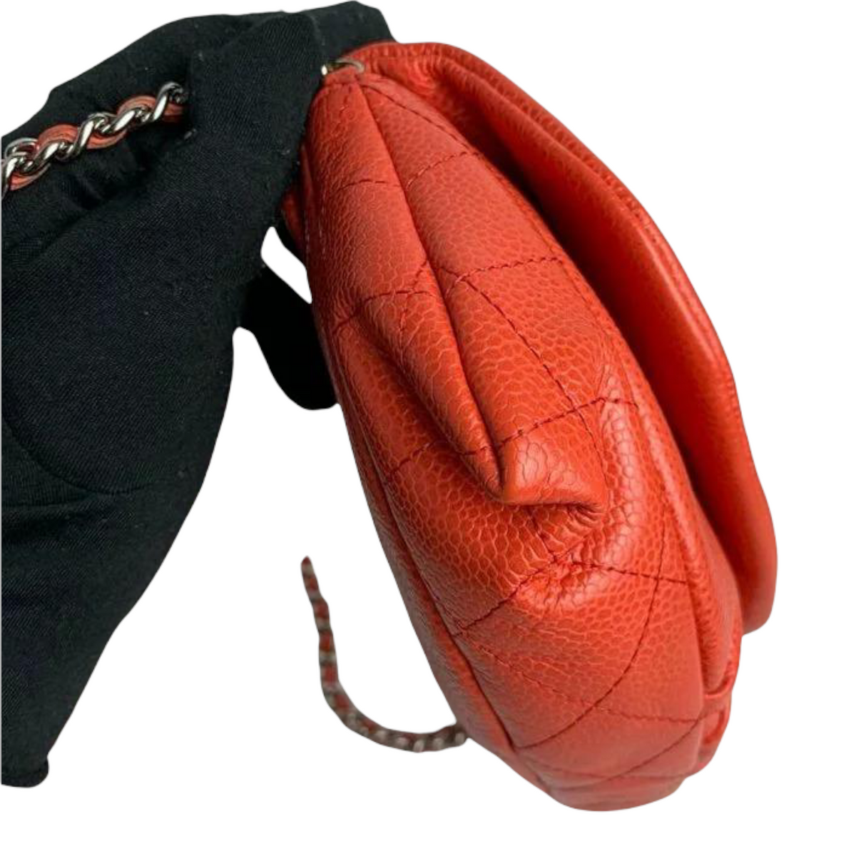 Half Moon Flap Caviar Orange SHW