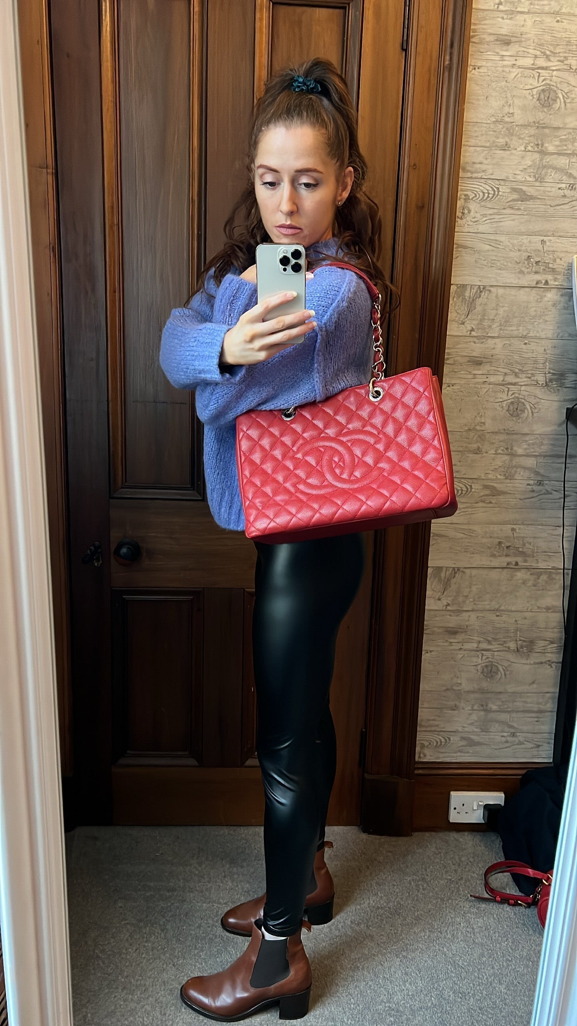 Chanel Red Caviar Grand Shopper Tote