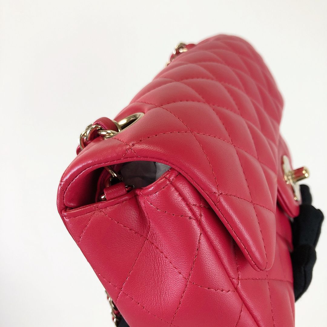 Mini Rectangle Lambskin Red GHW