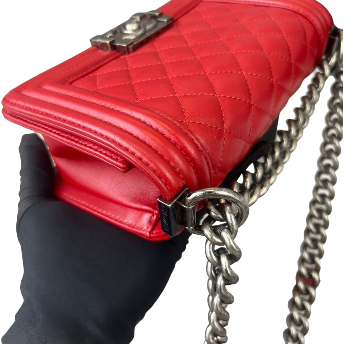 Small Boy Lambskin Red GHW