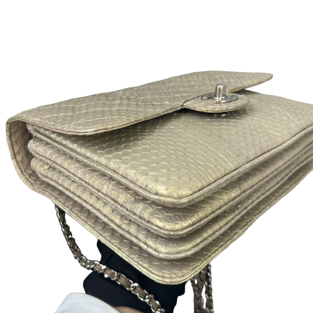 3 Accordion Flap Python Beige SHW