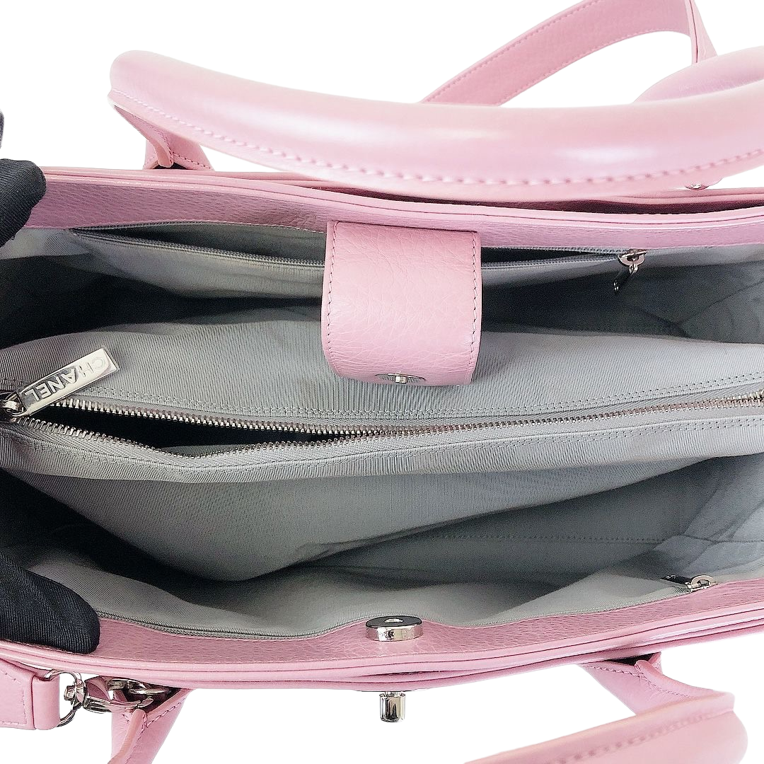 Executive Cerf Tote Grained Pink SHW