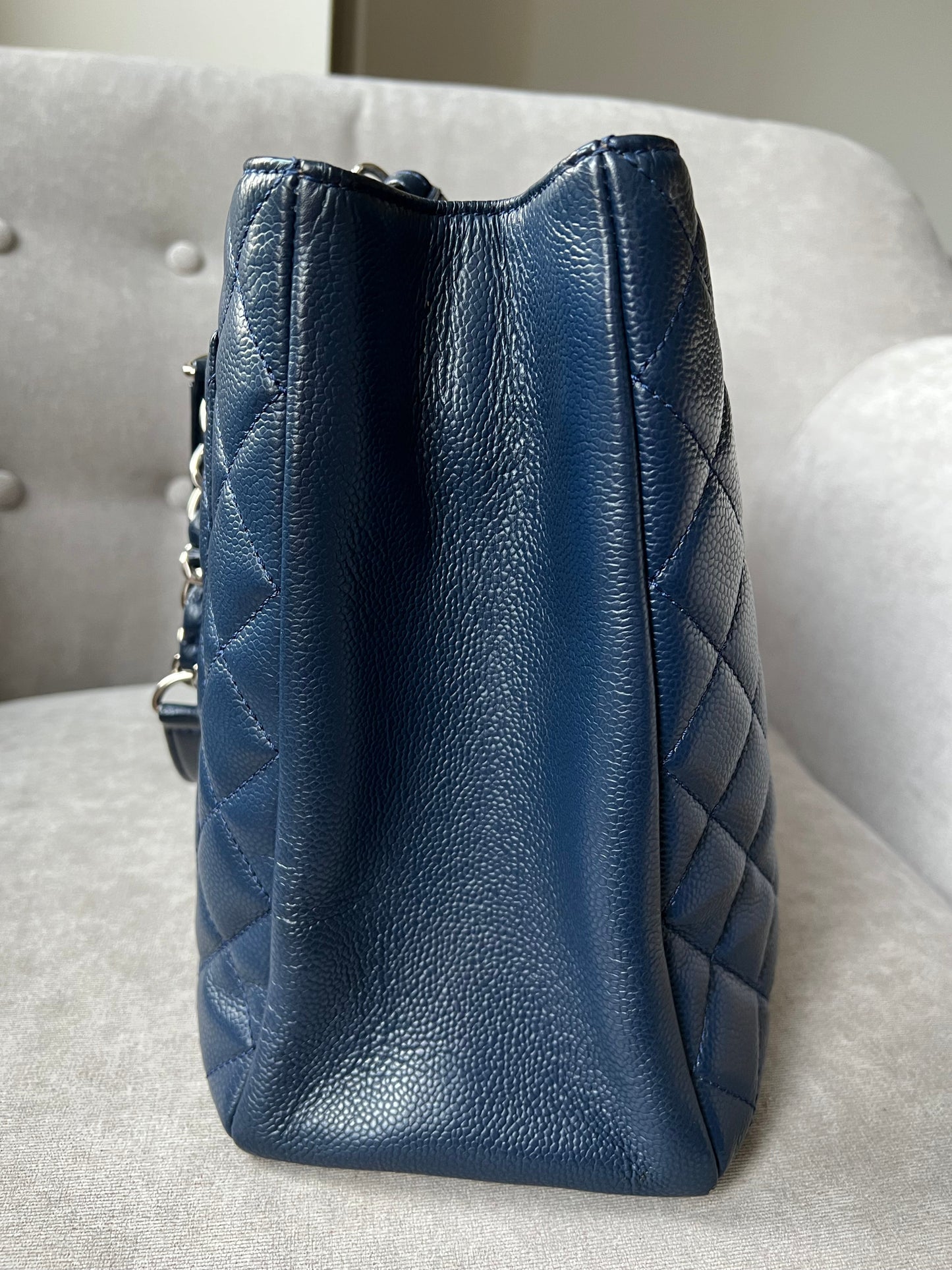 Chanel XL Dark Blue Caviar Grand Shopper Tote