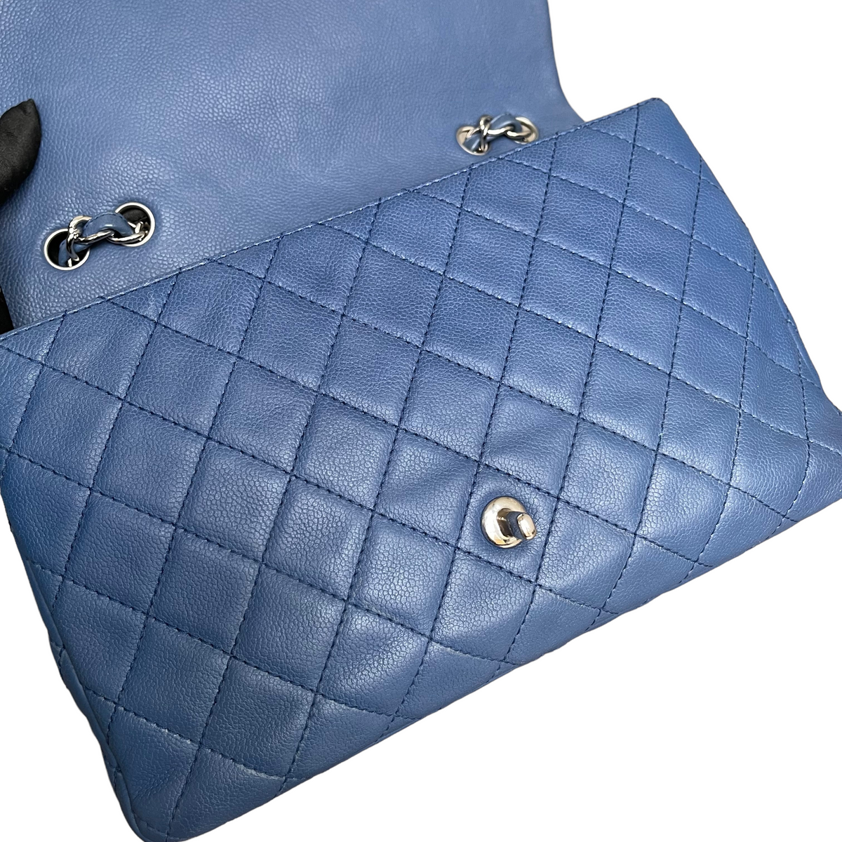Single Flap Jumbo Washed Caviar Blue SHW