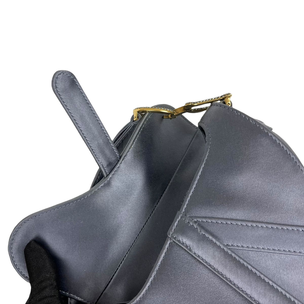 Mini Oblique Saddle Bag Satin Blue