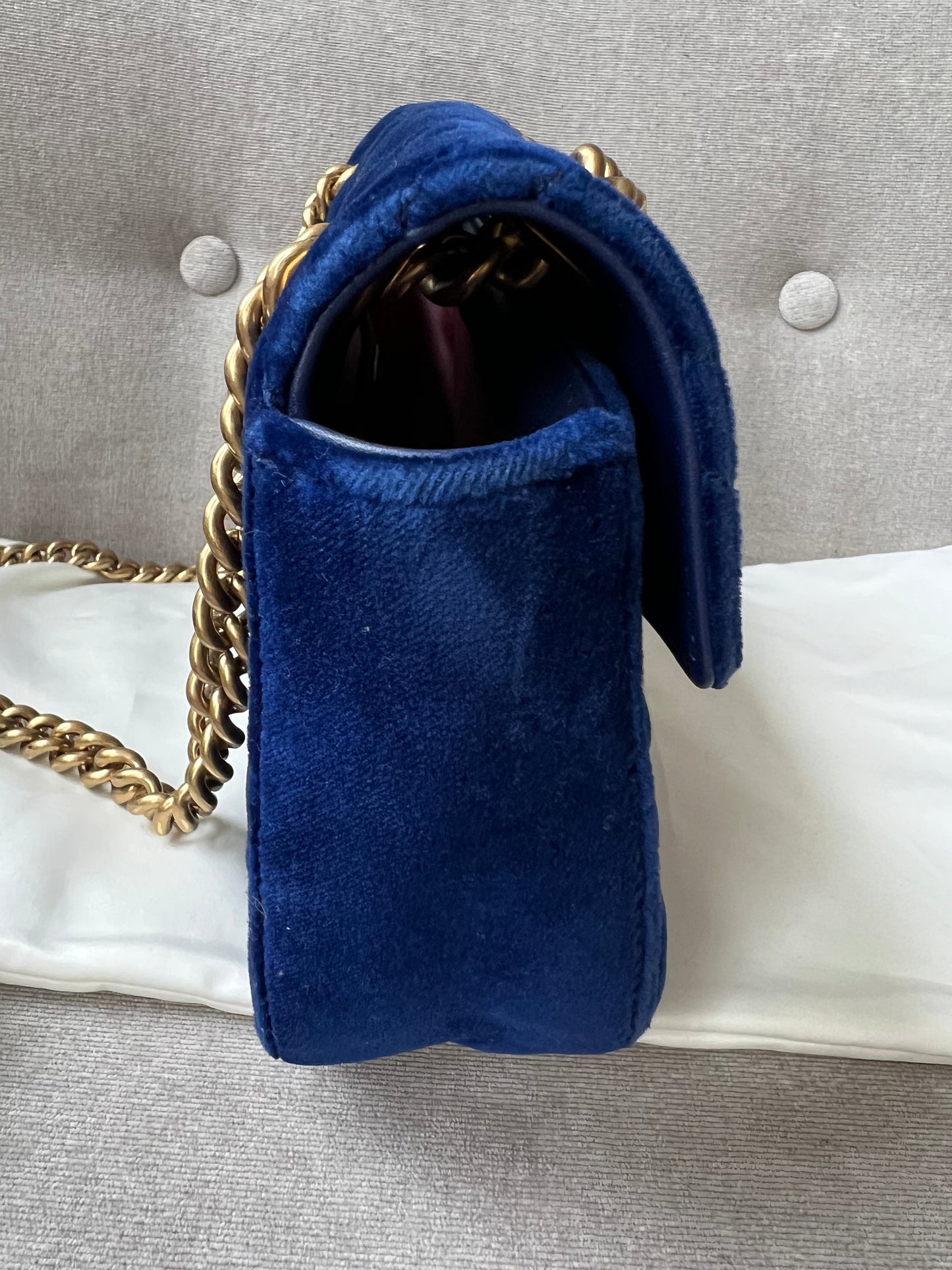 Gucci GG Blue Velvet Marmont Mini Shoulder Bag (RRP £1295)