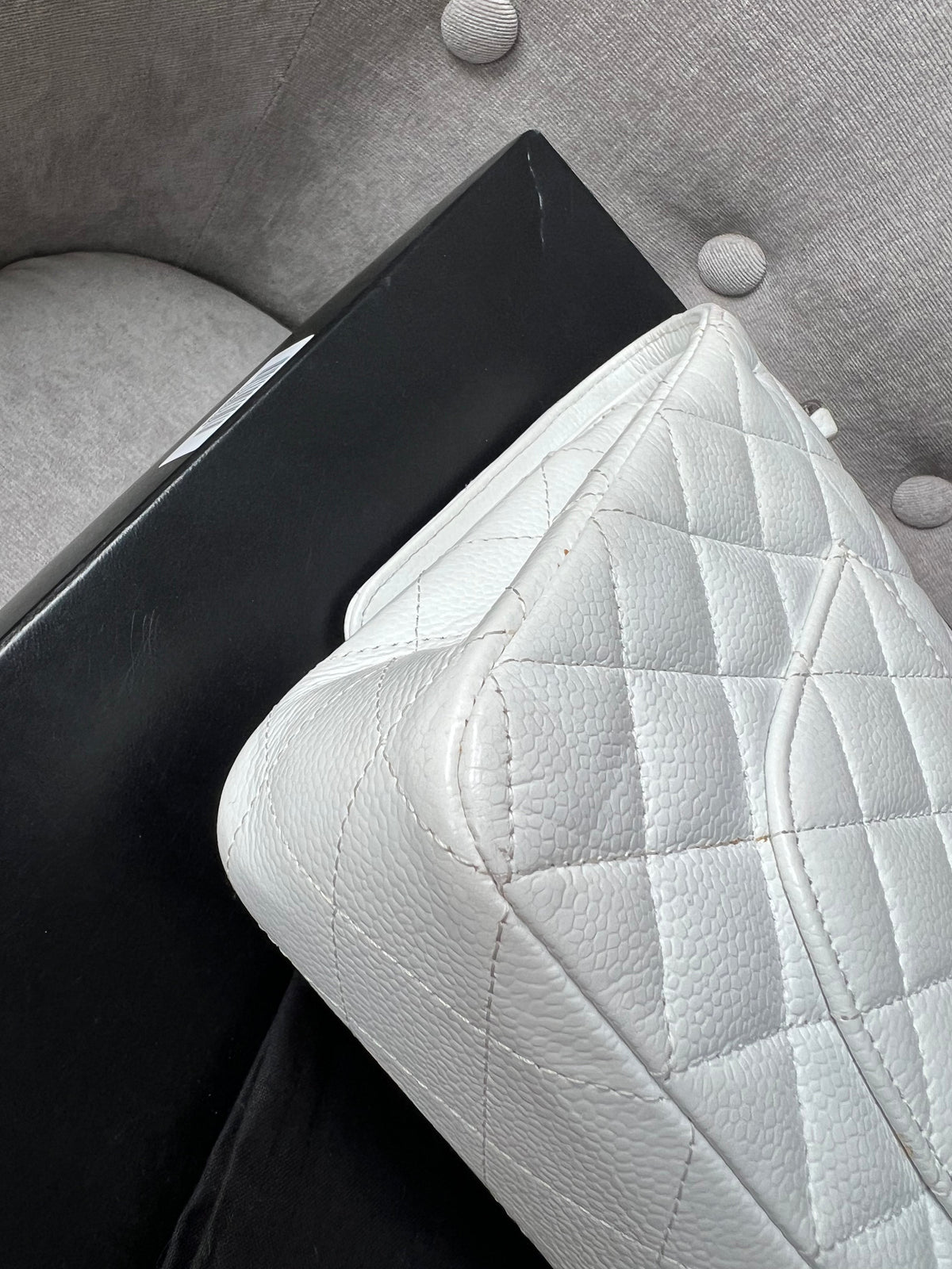 Chanel Medium Classic Flap in White Caviar
