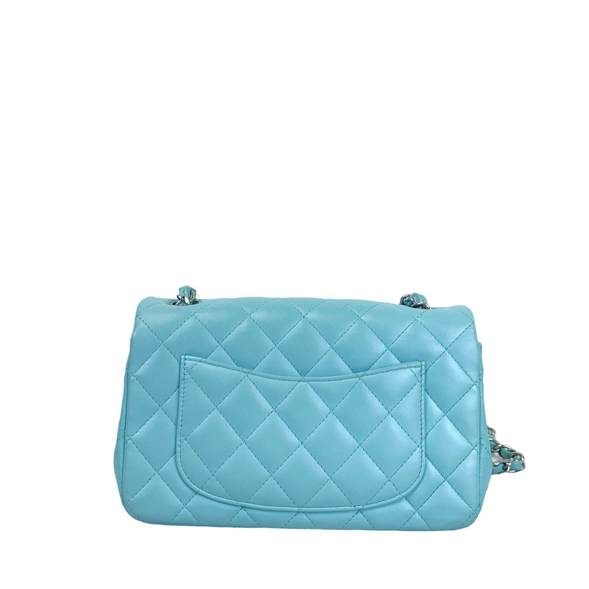 Mini Rectangal Flap Lambskin Blue SHW