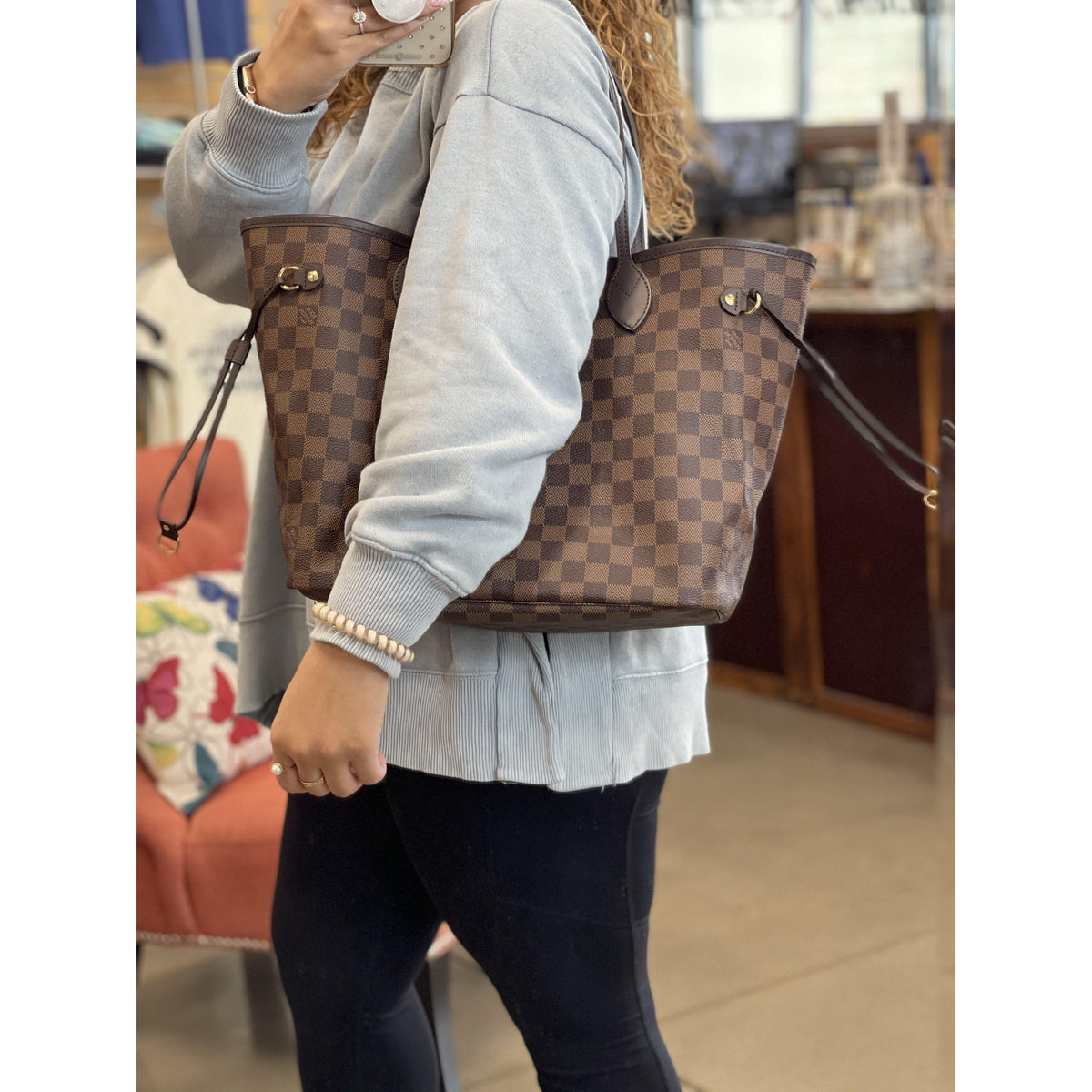 Louis Vuitton Neverfull MM in Damier Ebene Rose Ballerine