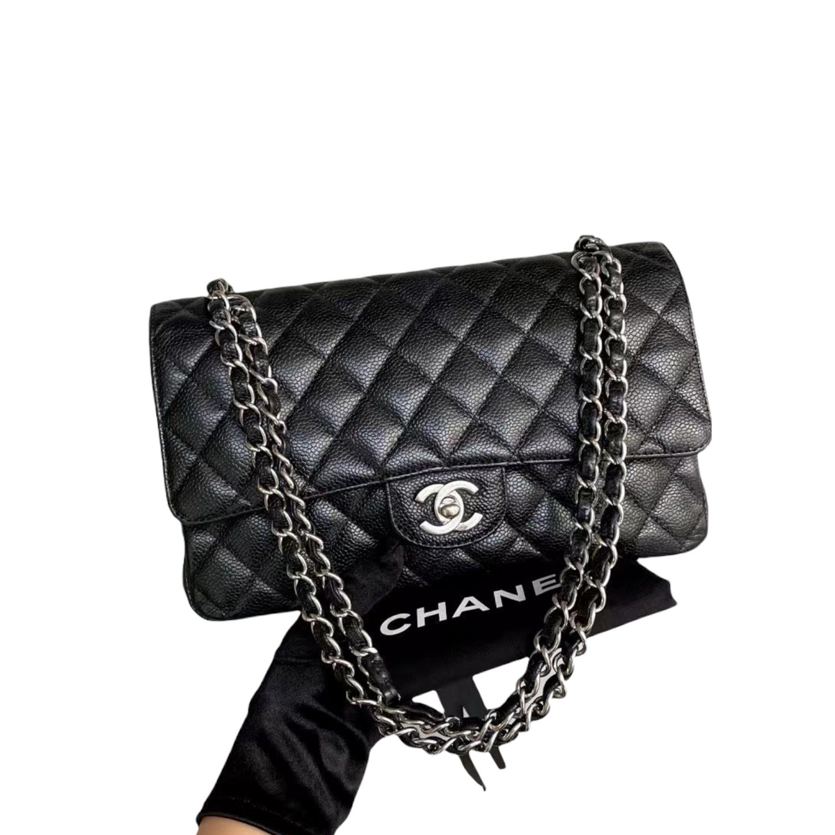 Classic Double Flap Medium Caviar Black SHW