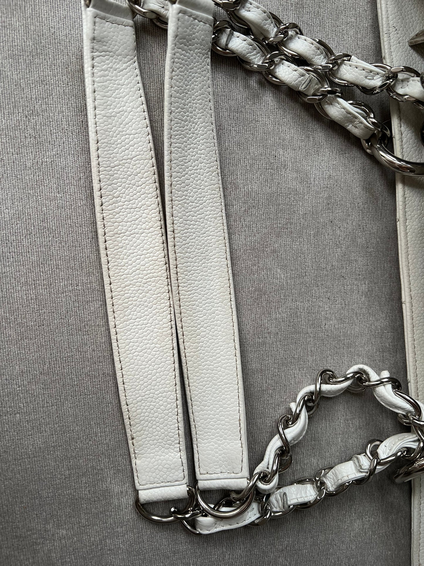 Chanel White Caviar Grand Shopper Tote