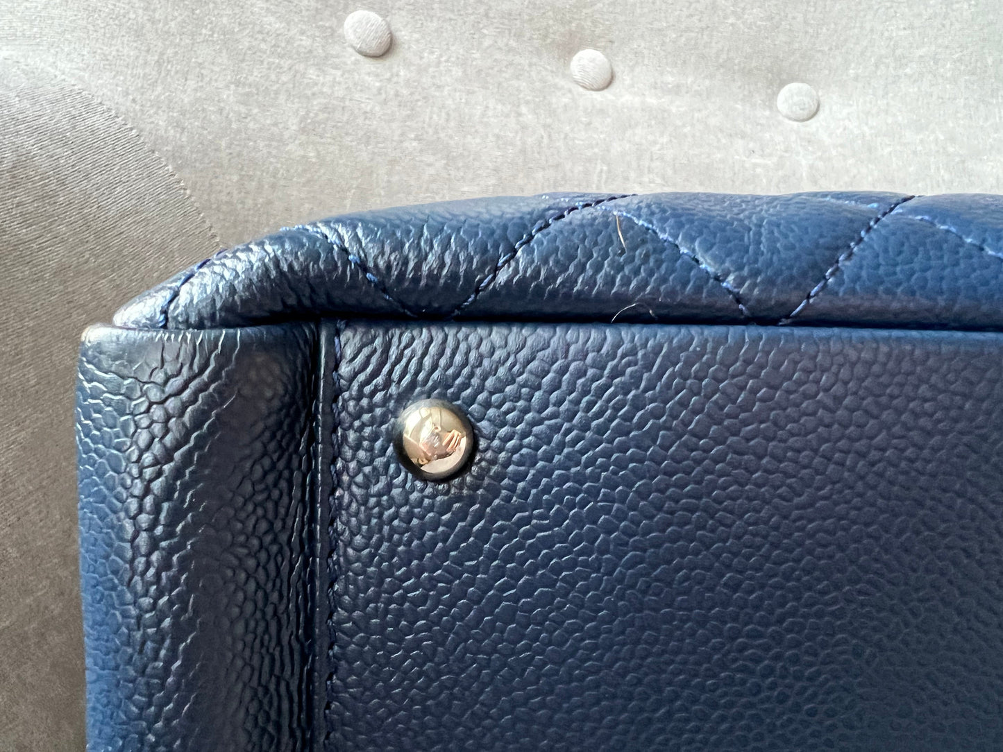 Chanel XL Dark Blue Caviar Grand Shopper Tote