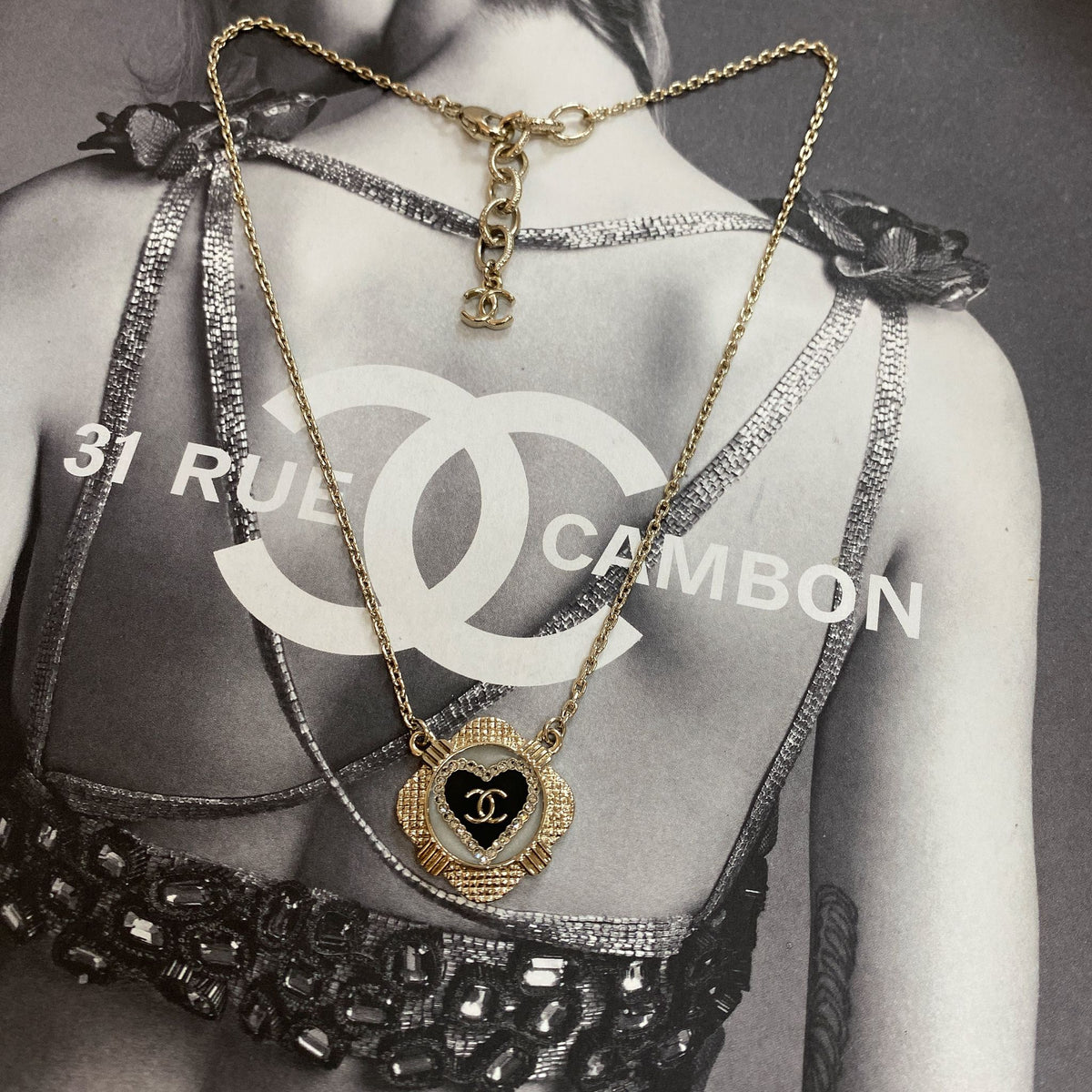 CC Heart Rhinestone Necklace 21A