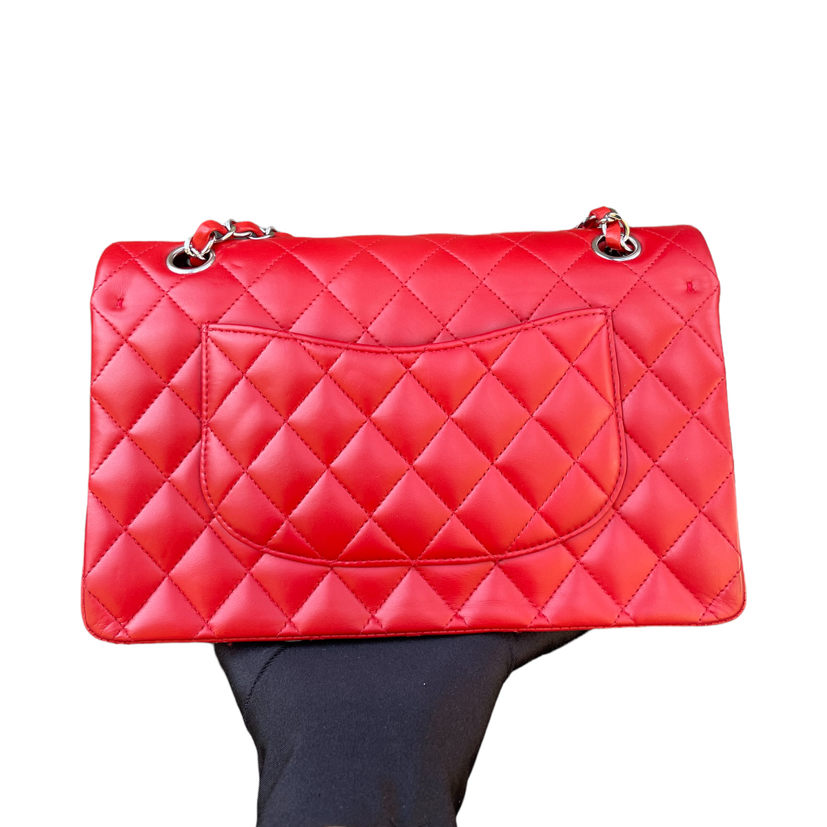 Classic Medium Flap Lambskin Flap Red SHW