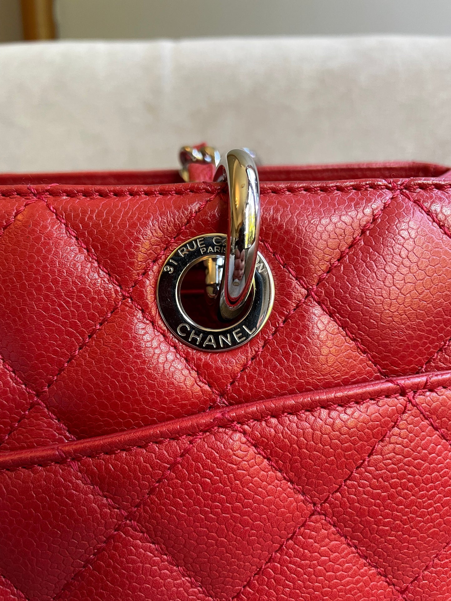 Chanel Red Caviar Grand Shopper Tote