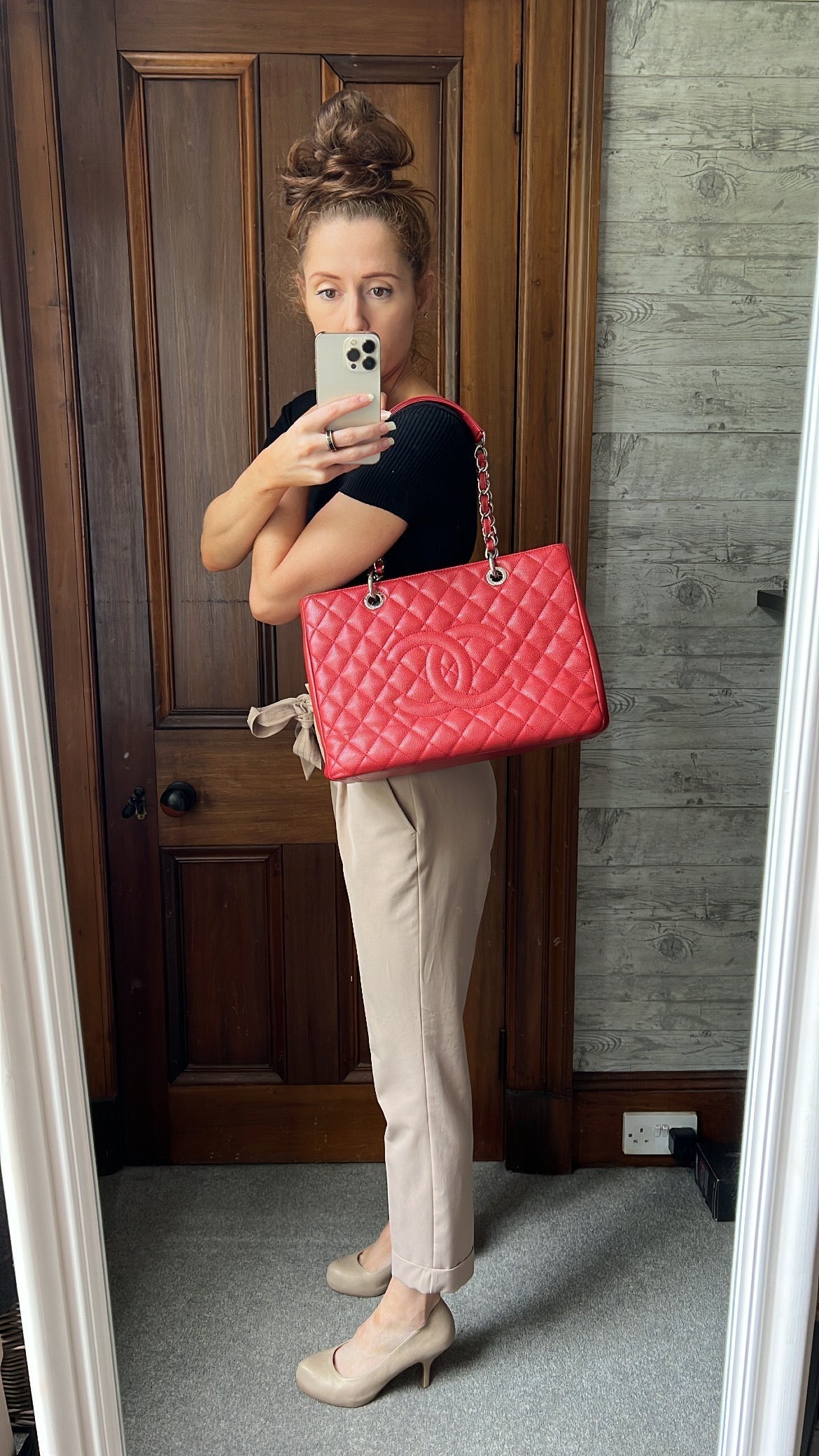 Chanel Red Caviar Grand Shopper Tote