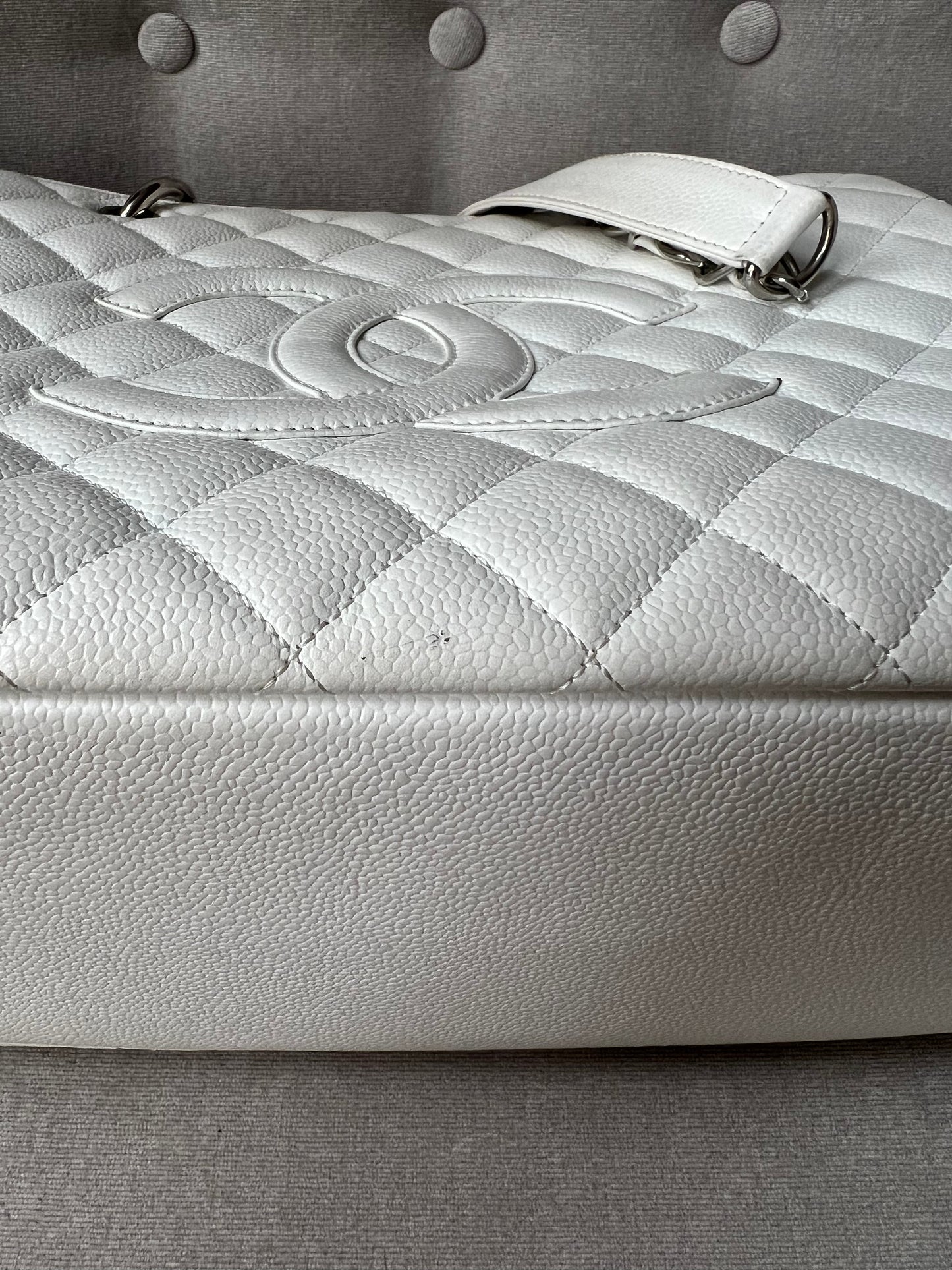 Chanel White Caviar Grand Shopper Tote
