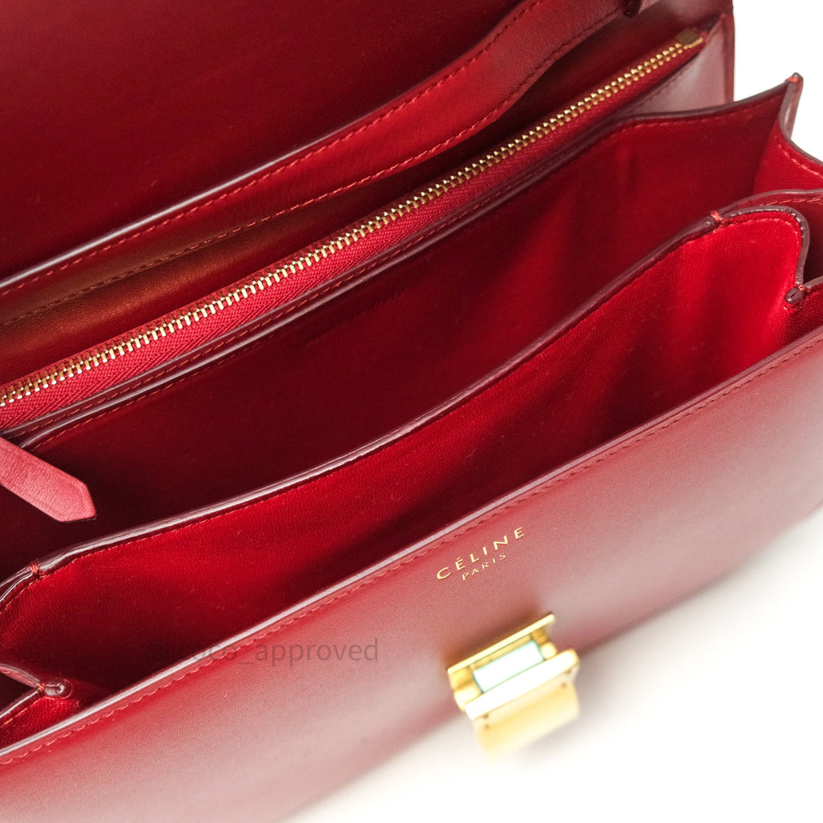 Celine Box Calfskin Medium Classic Box Flap Red