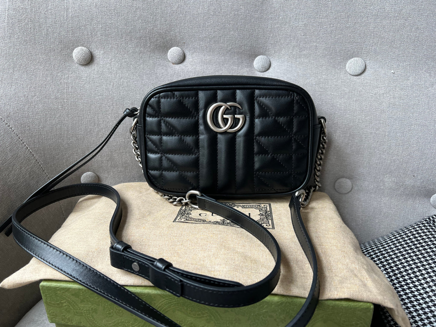 Gucci GG Black Aria Marmont Mini Shoulder Bag