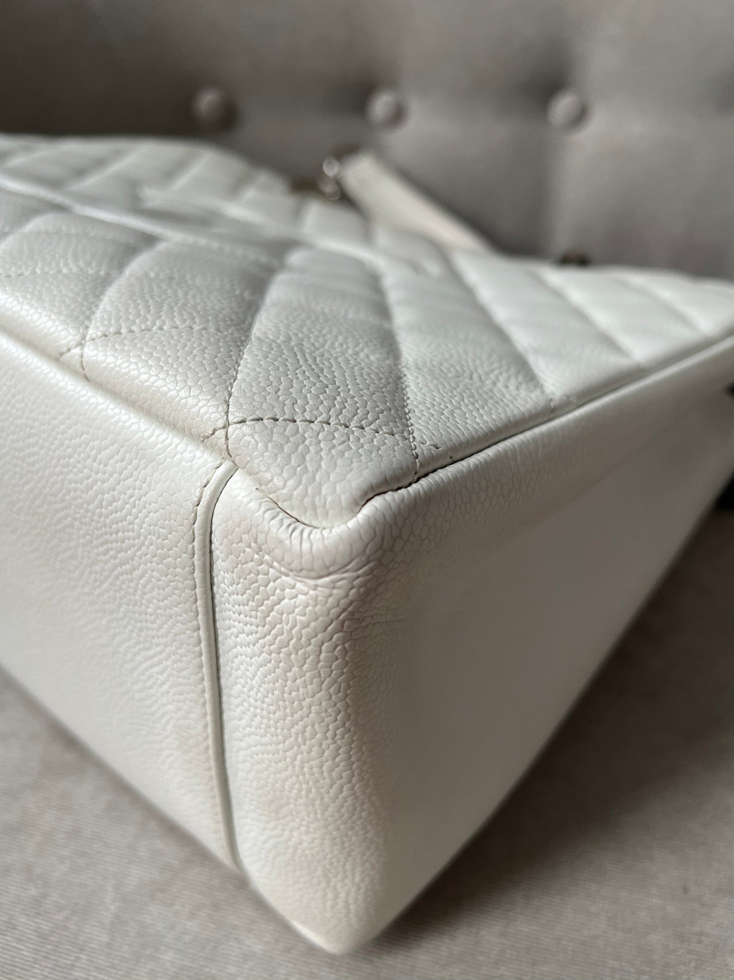 Chanel White Caviar Grand Shopper Tote