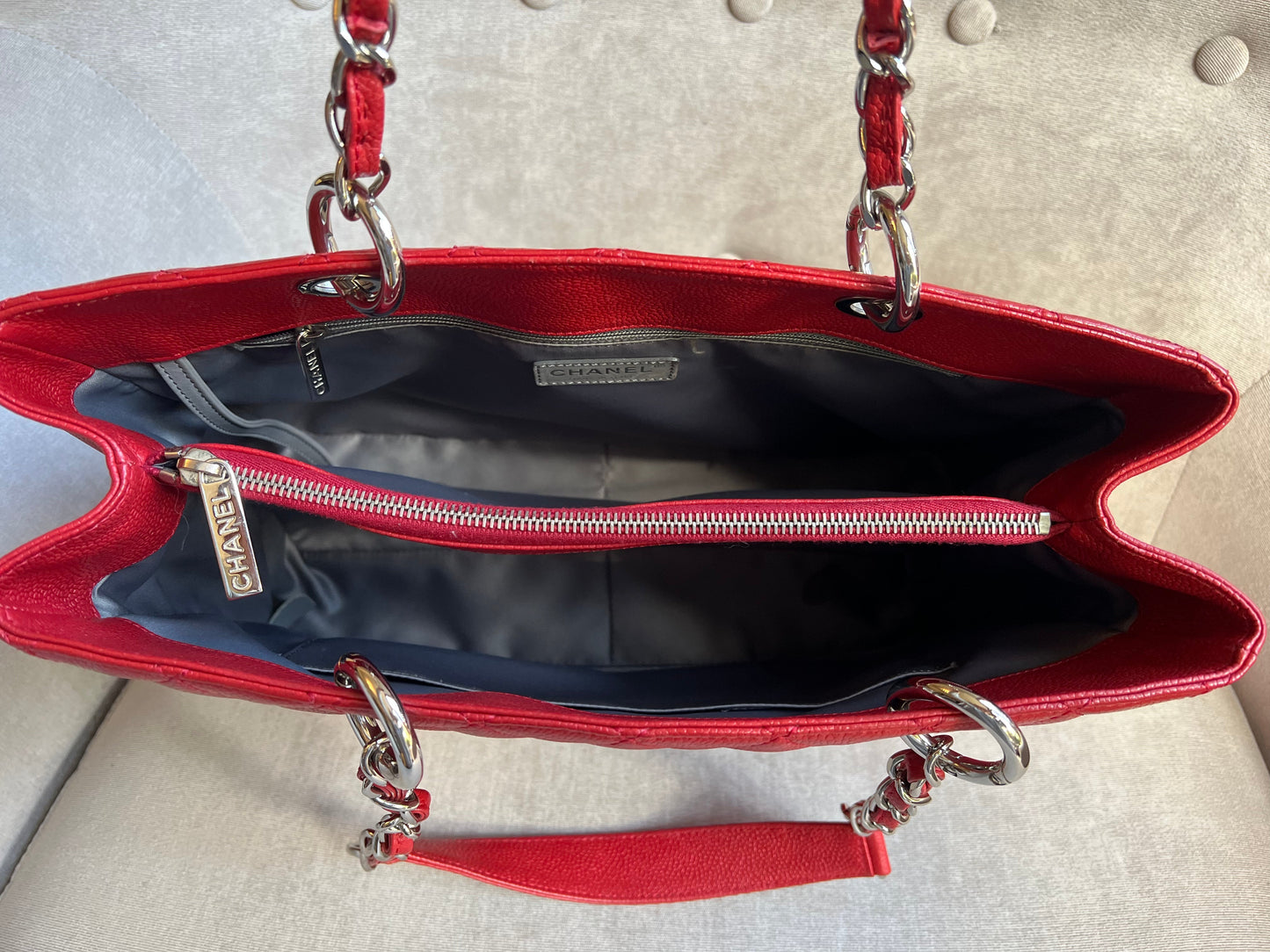 Chanel Red Caviar Grand Shopper Tote