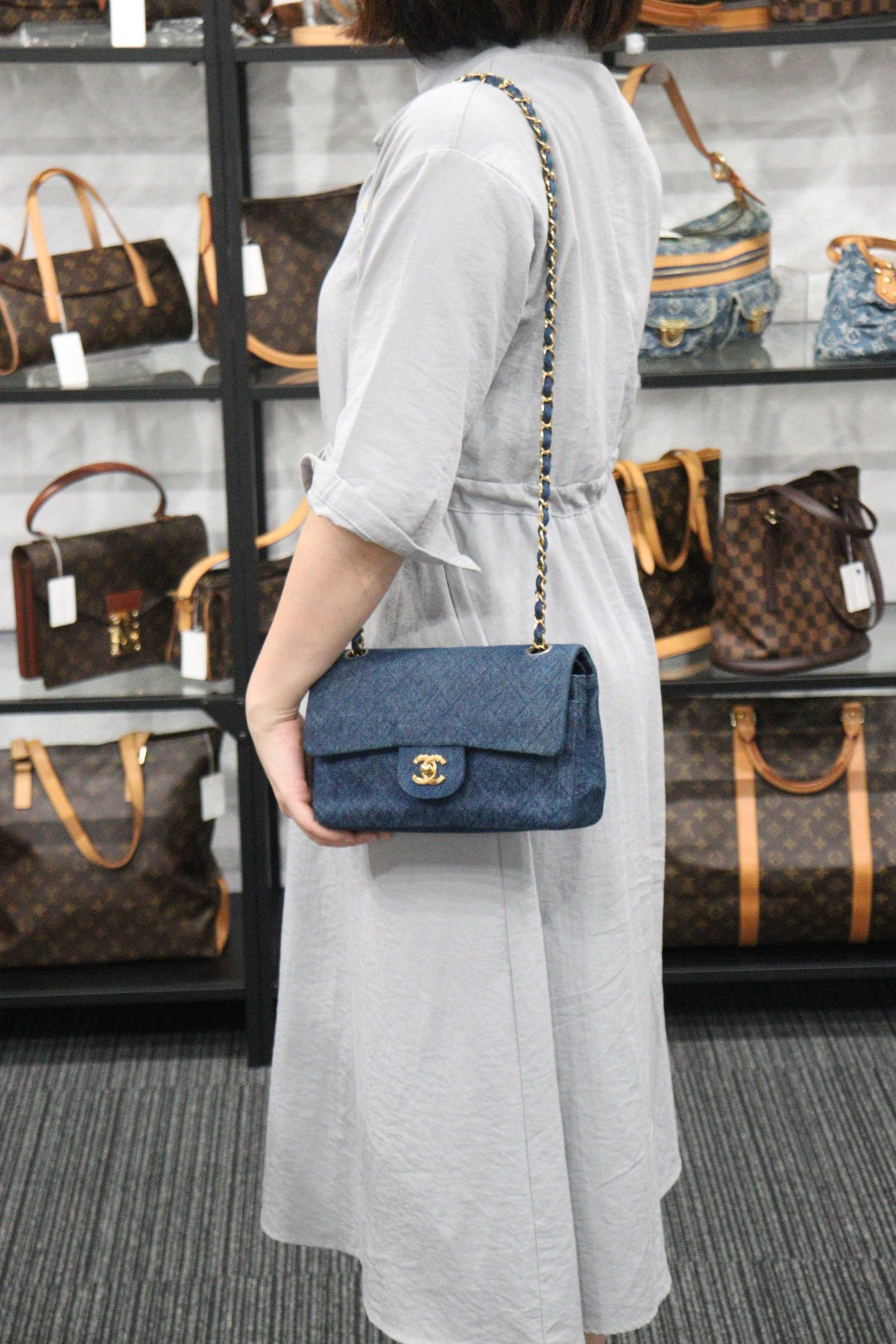 Rank AB ｜ CHANEL Denim Matrasse Double Flap 23 Shoulder Bag ｜V23061301