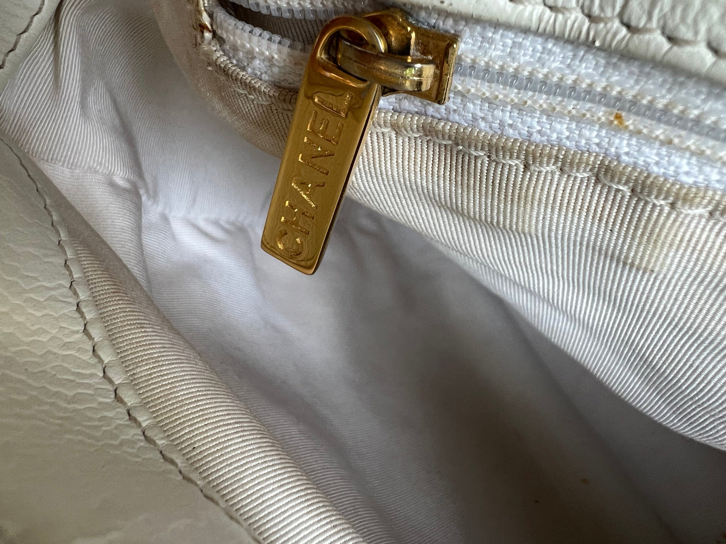 Chanel White Caviar Grand Shopper Tote