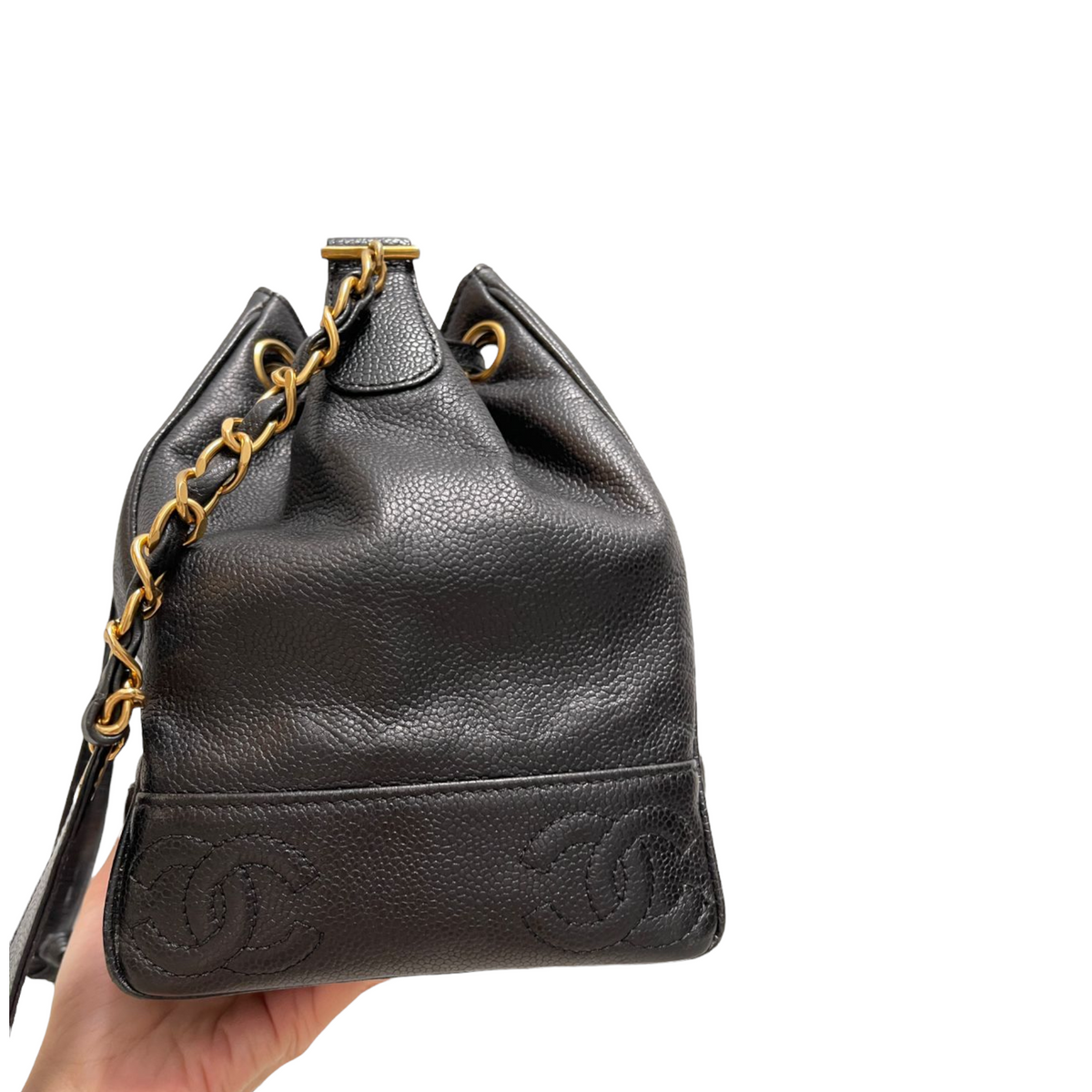 Vintage CC Drawstring Bucket Caviar Black GHW
