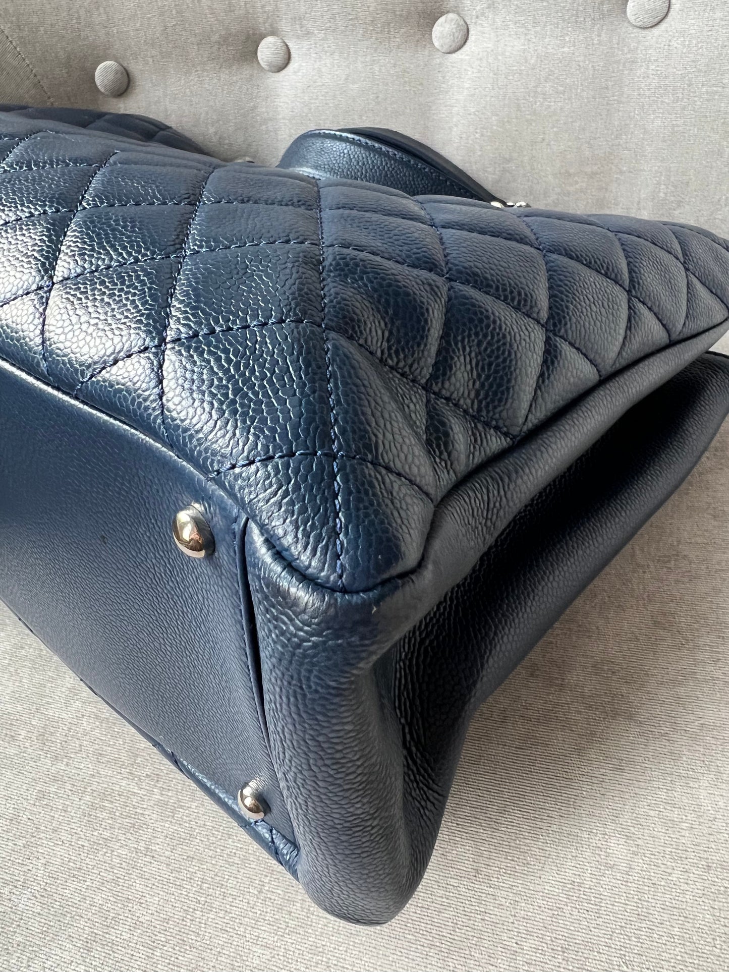 Chanel XL Dark Blue Caviar Grand Shopper Tote