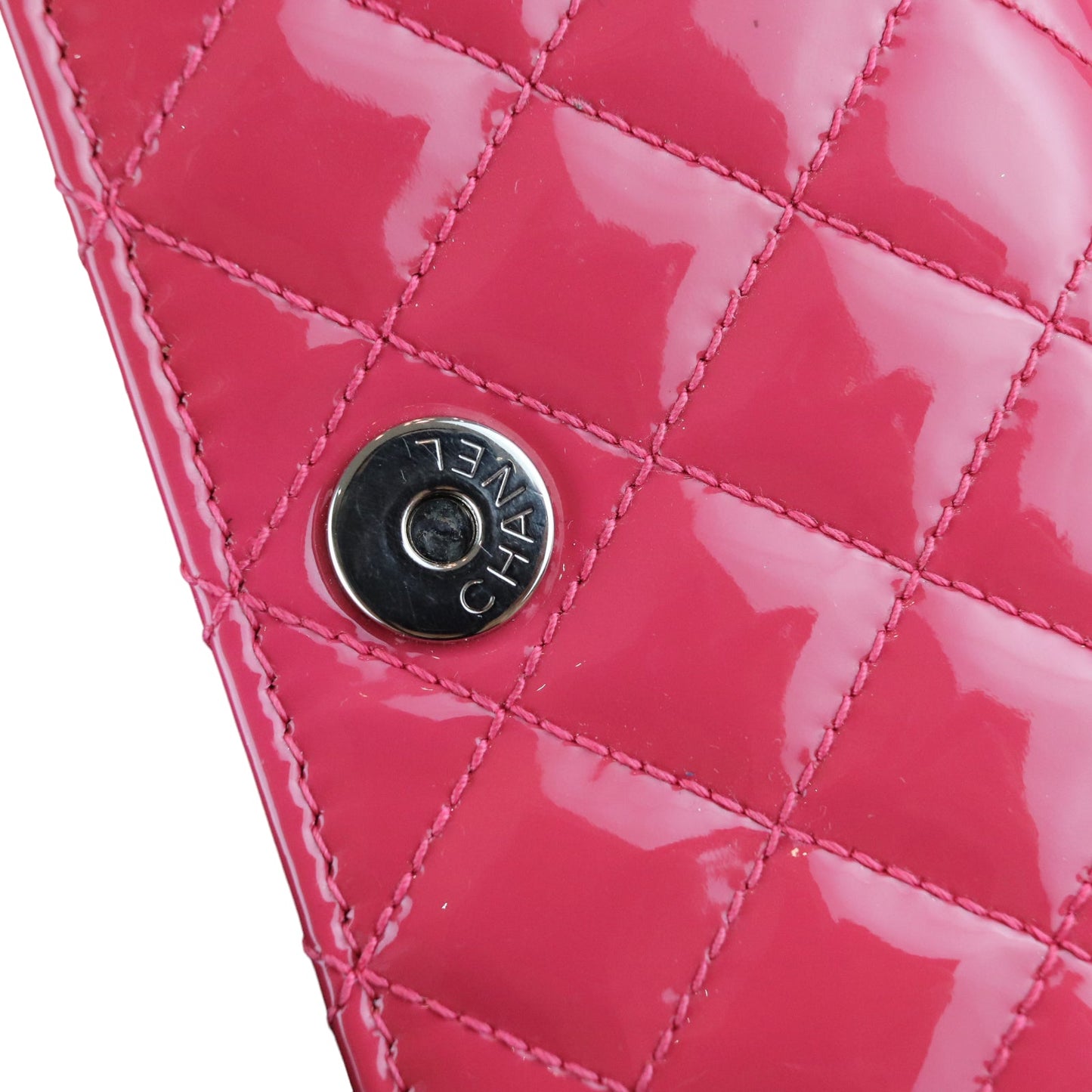 Quilted Coin Case Wallet Patent Pink SHW