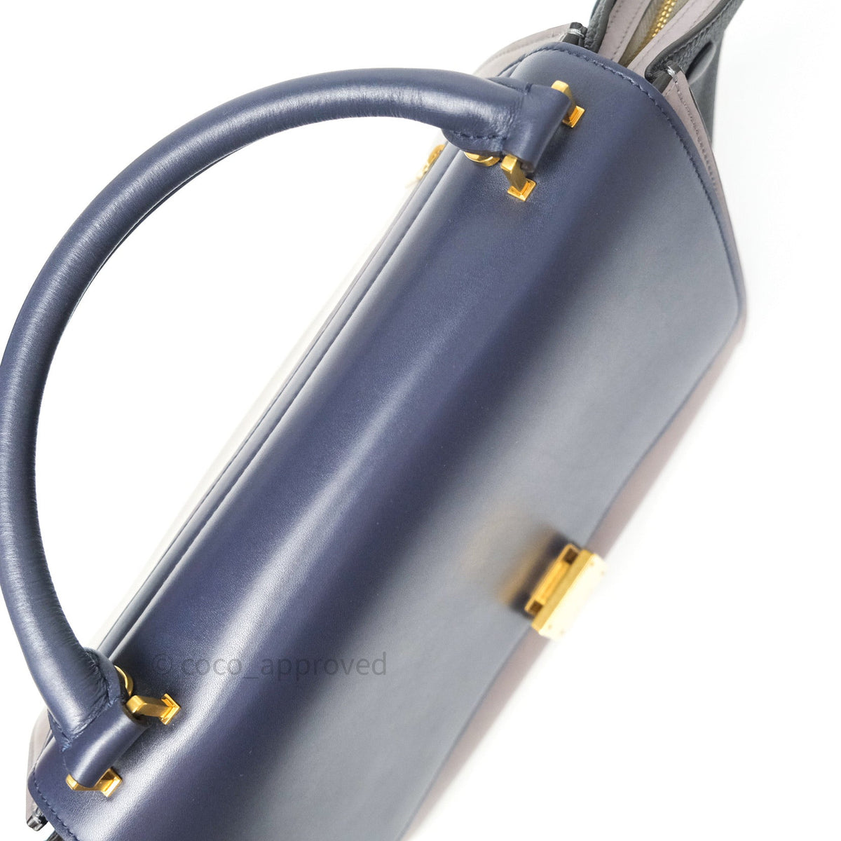 Celine Sleek Calfskin Small Tri-Color Trapeze Dark Blue