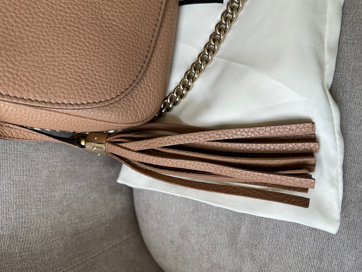 Gucci Rose Beige Soho Disco Crossbody Flap Bag