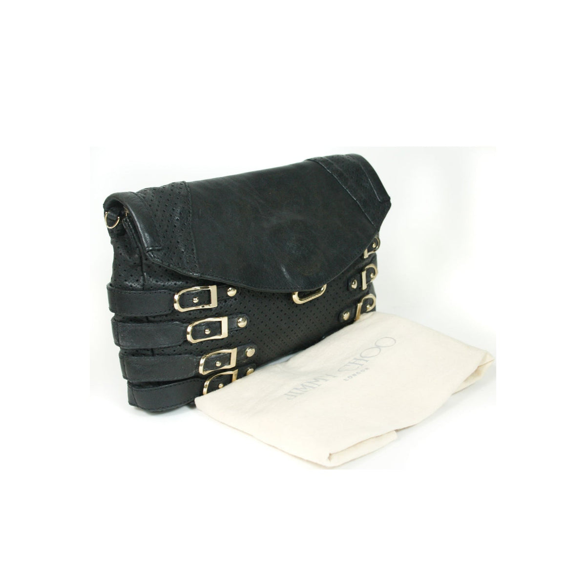 Jimmy Choo "Brix" Gunmetal Chain Clutch
