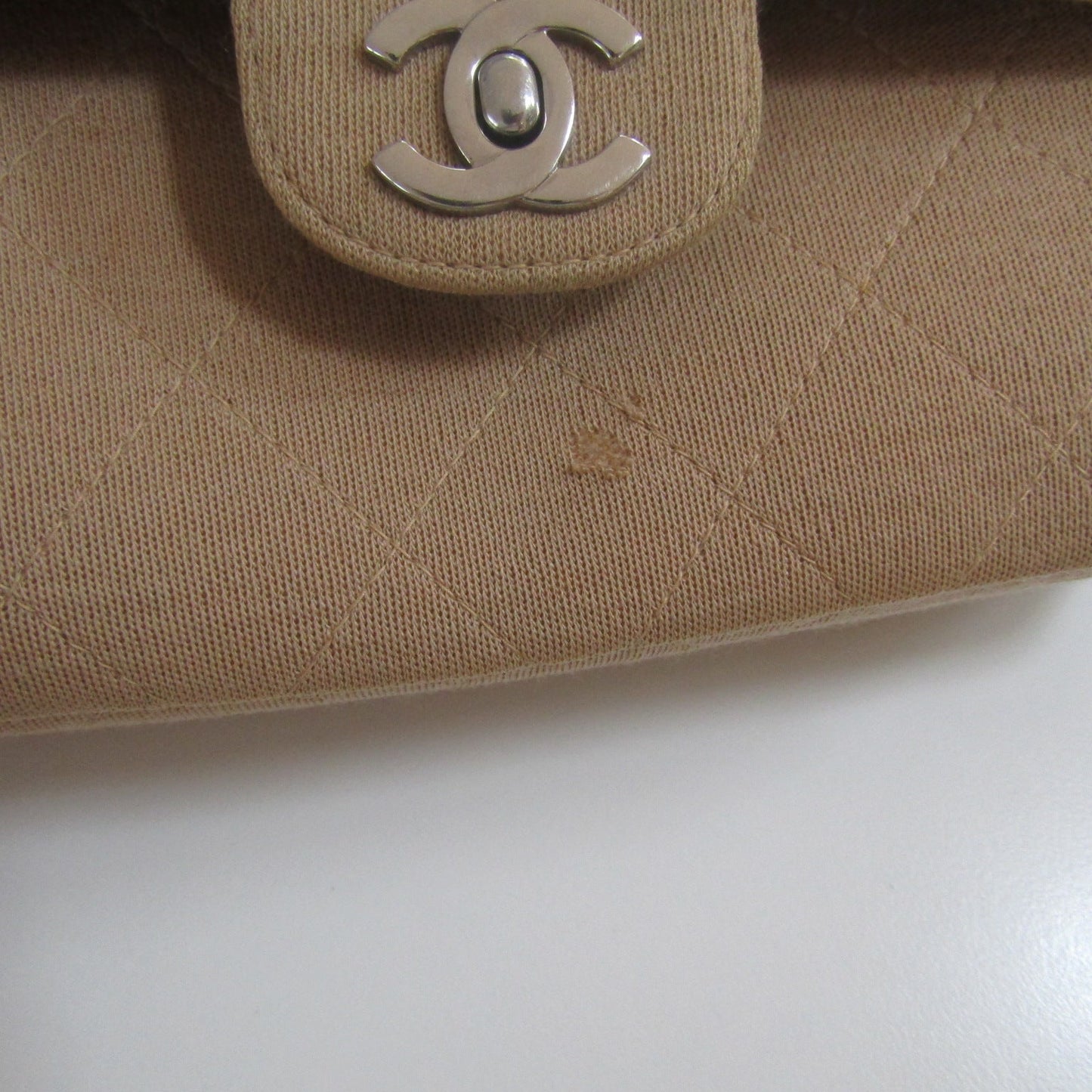 CHANEL Timeless/Classique Shoulder Bag in Beige Fabric