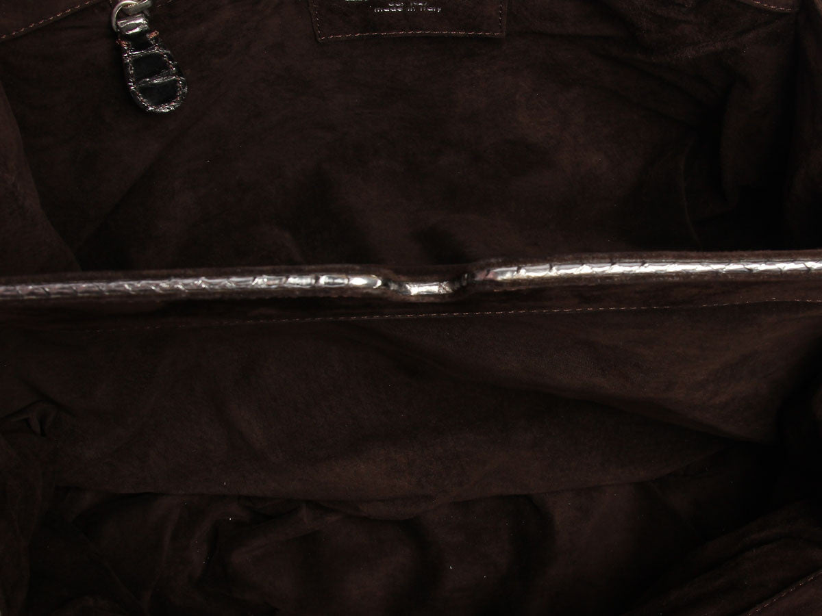 Zagliani Pewter Python Puffy