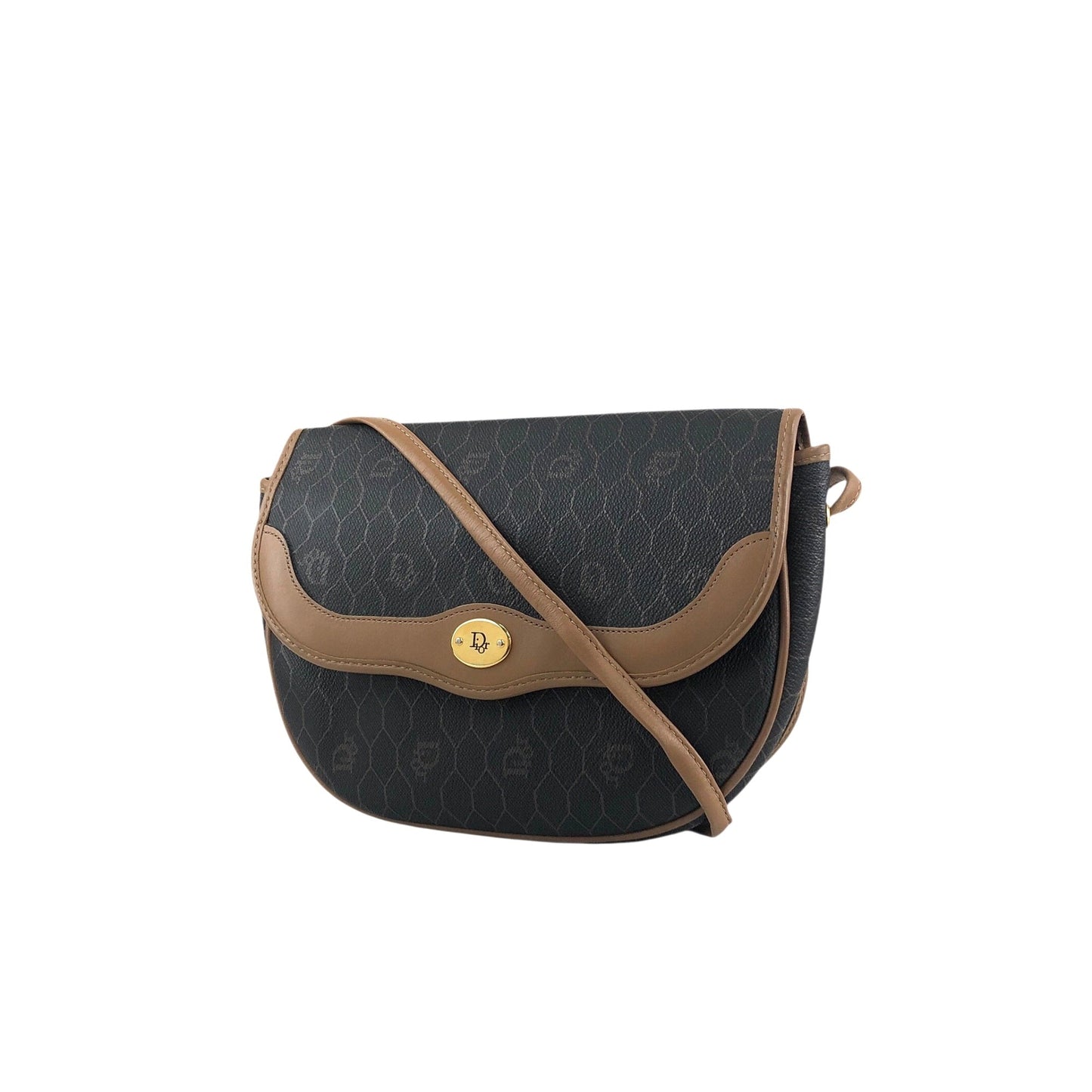 Christian Dior Honeycomb Pattern Logo Shoulder bag Black Vintage 4amtif