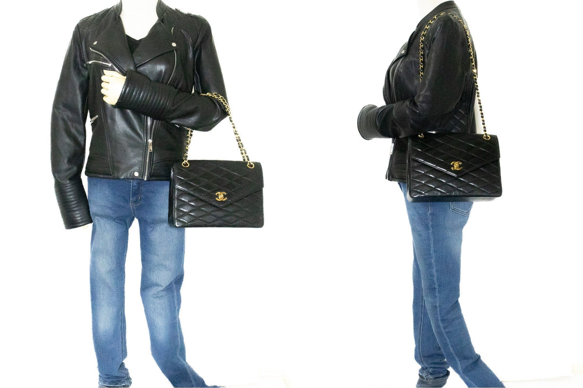 Chanel Vintage Envelope Chain Shoulder Bag Flap Quilted Lambskin k32