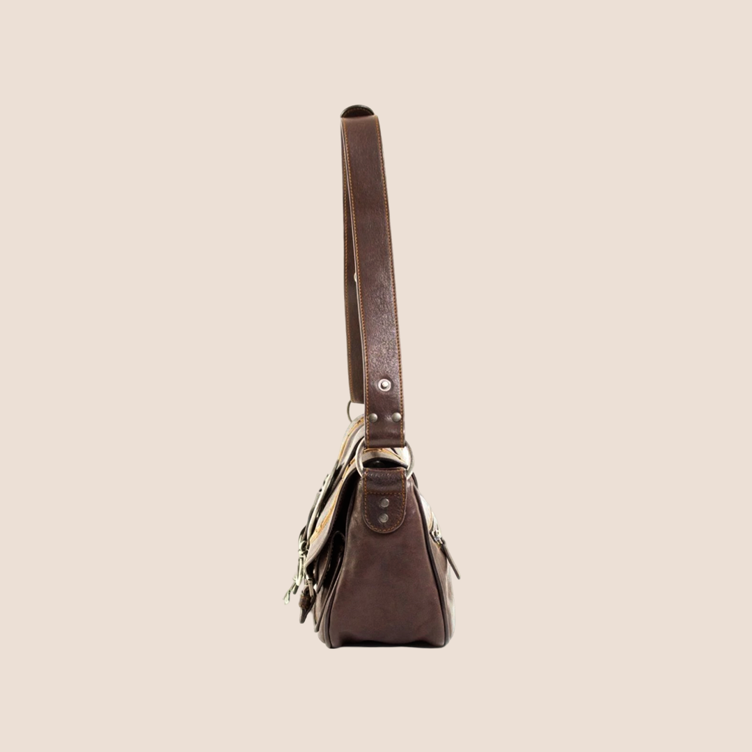 CHRISTIAN DIOR 2004 BROWN LEATHER MINI GAUCHO BAG