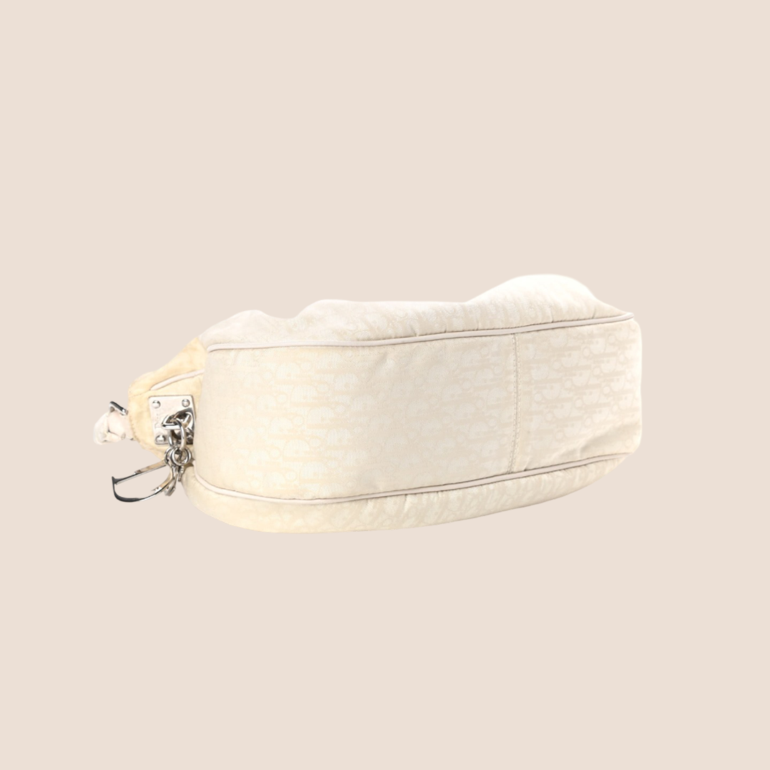 CHRISTIAN DIOR CREAM DIORISSIMO CANVAS HOBO BAG