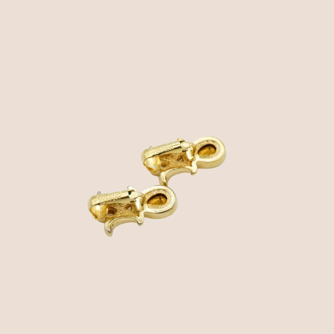 CHRISTIAN DIOR 1980s SAPPFIRE DOUBLE MOON CRYSTAL DROP EARRINGS