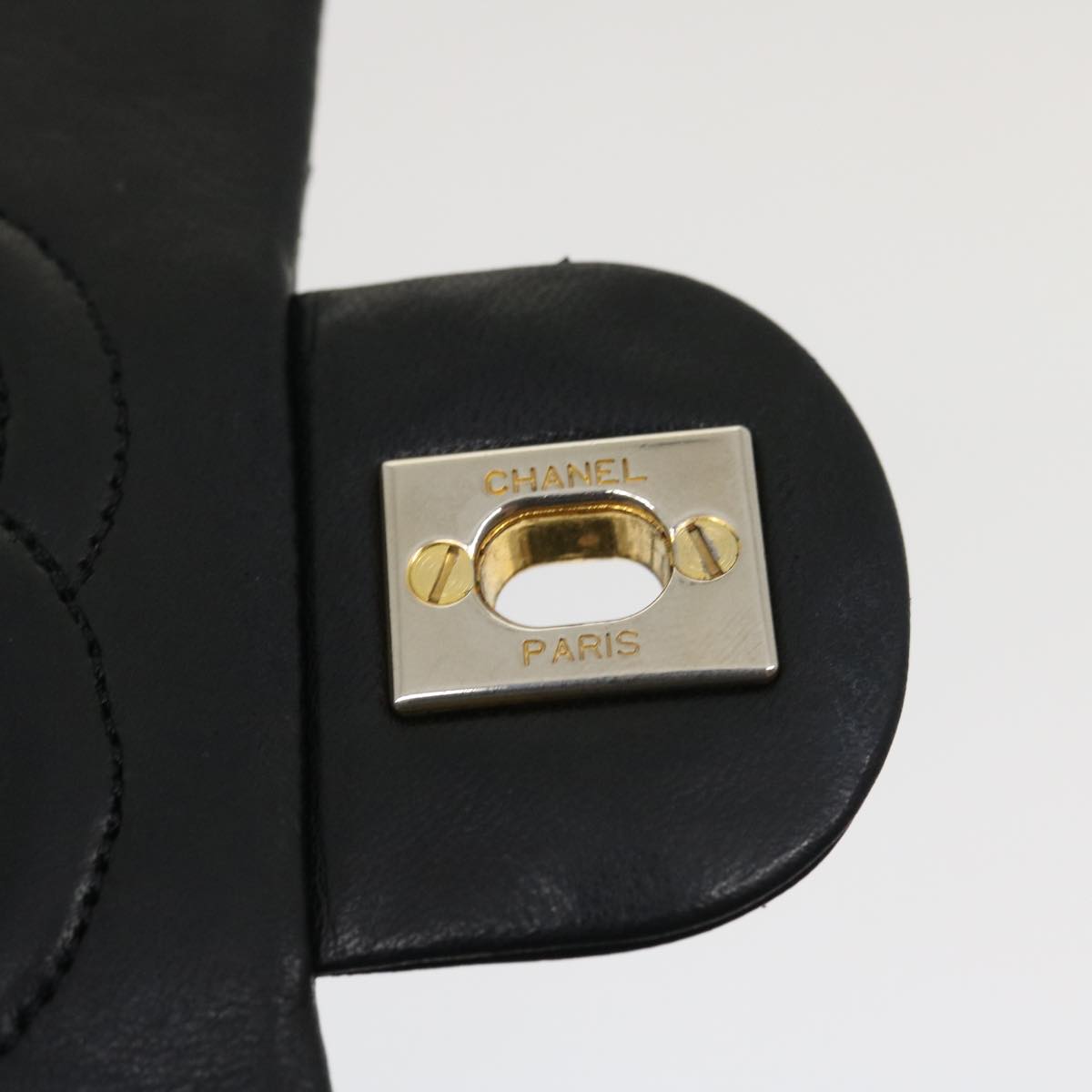 Top Quality Chanel Mini Matelasse Chain New Shoulder Bag Lamb Skin Black Gold Auth ai651A